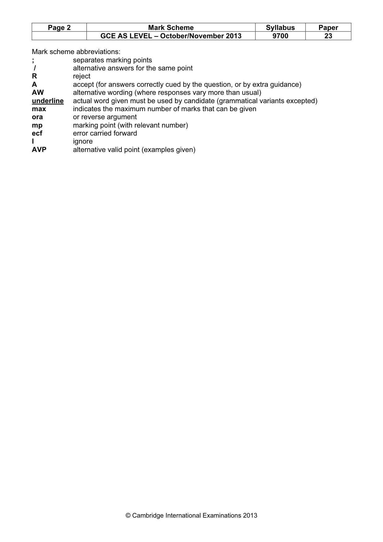 Mark scheme, page 2 of 9