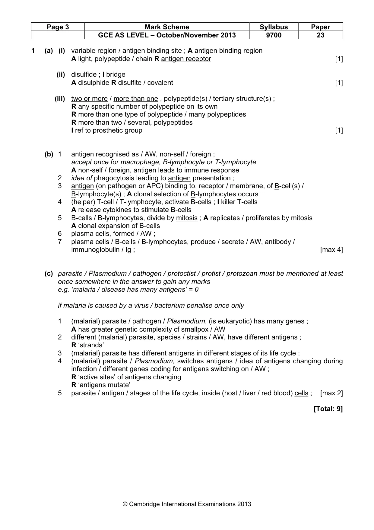 Mark scheme, page 3 of 9