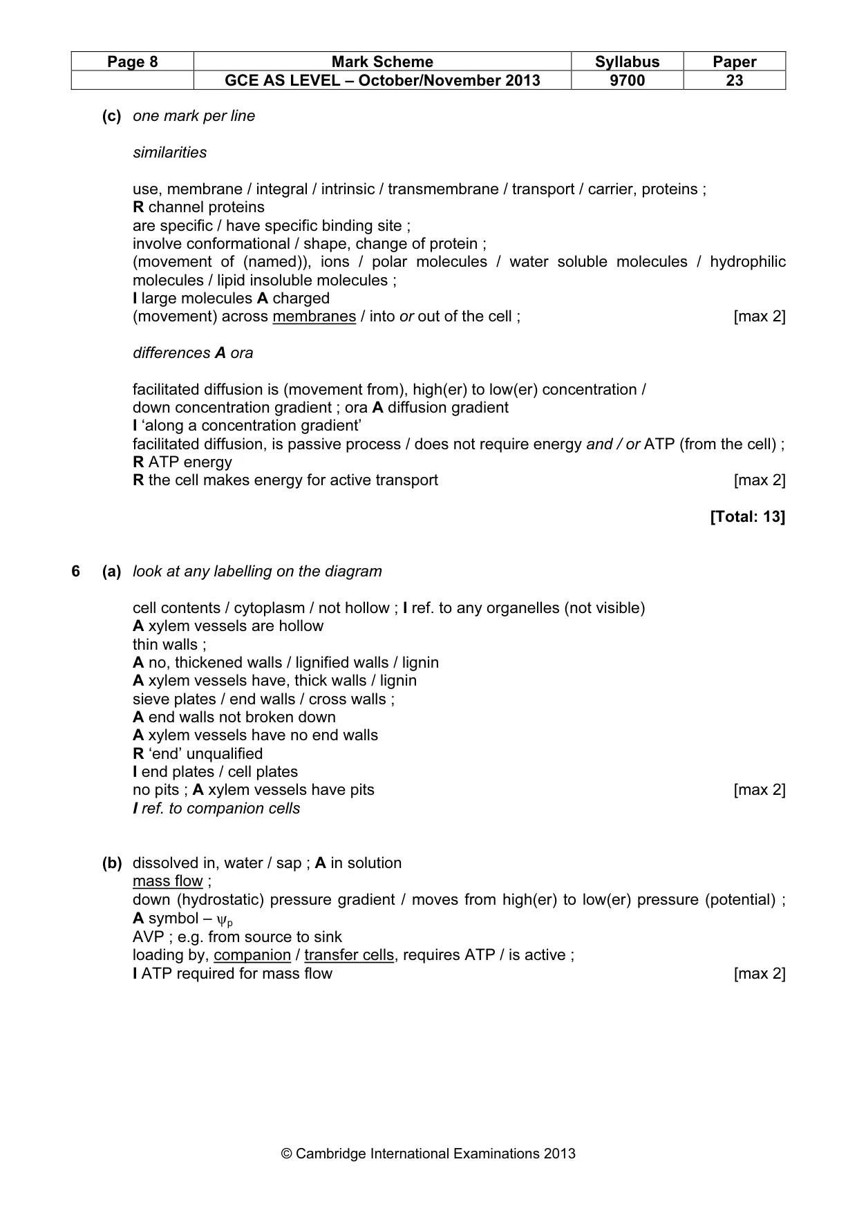 Mark scheme, page 8 of 9
