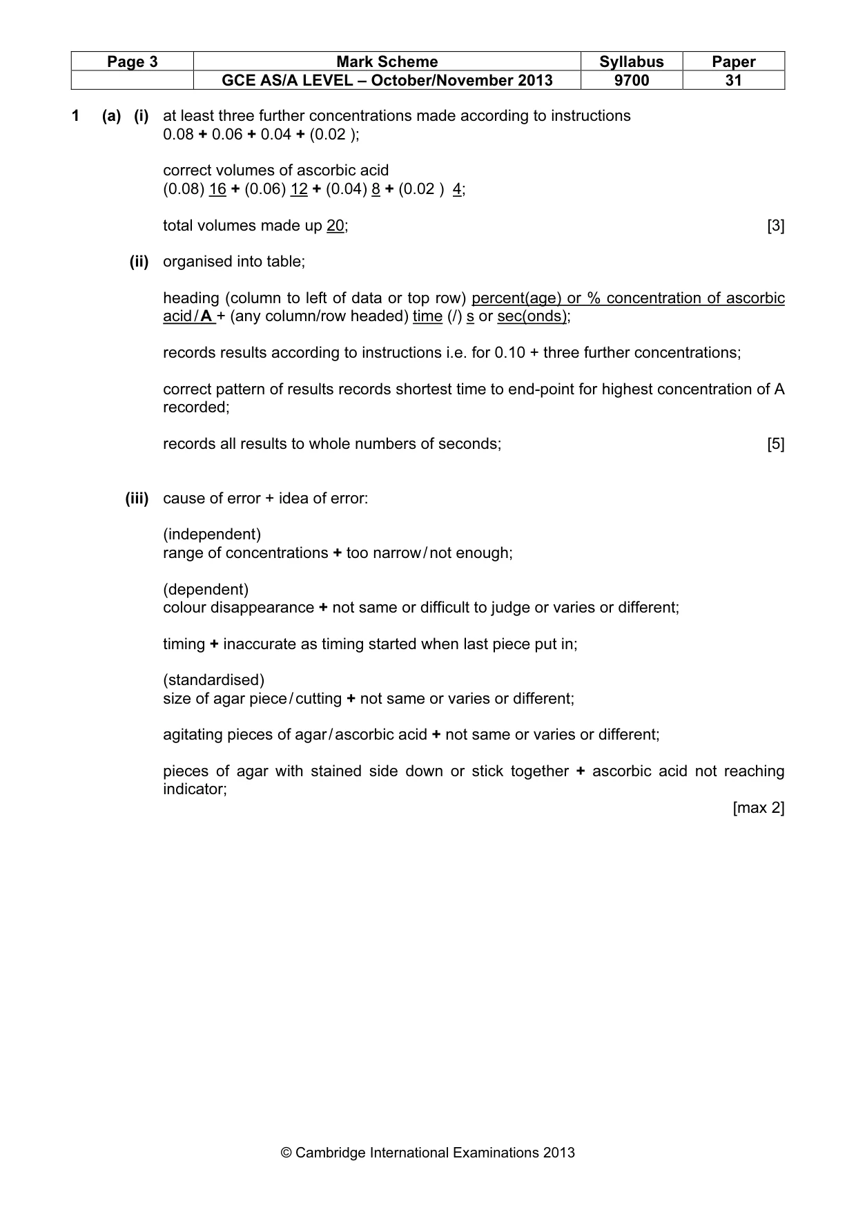 Mark scheme, page 3 of 6