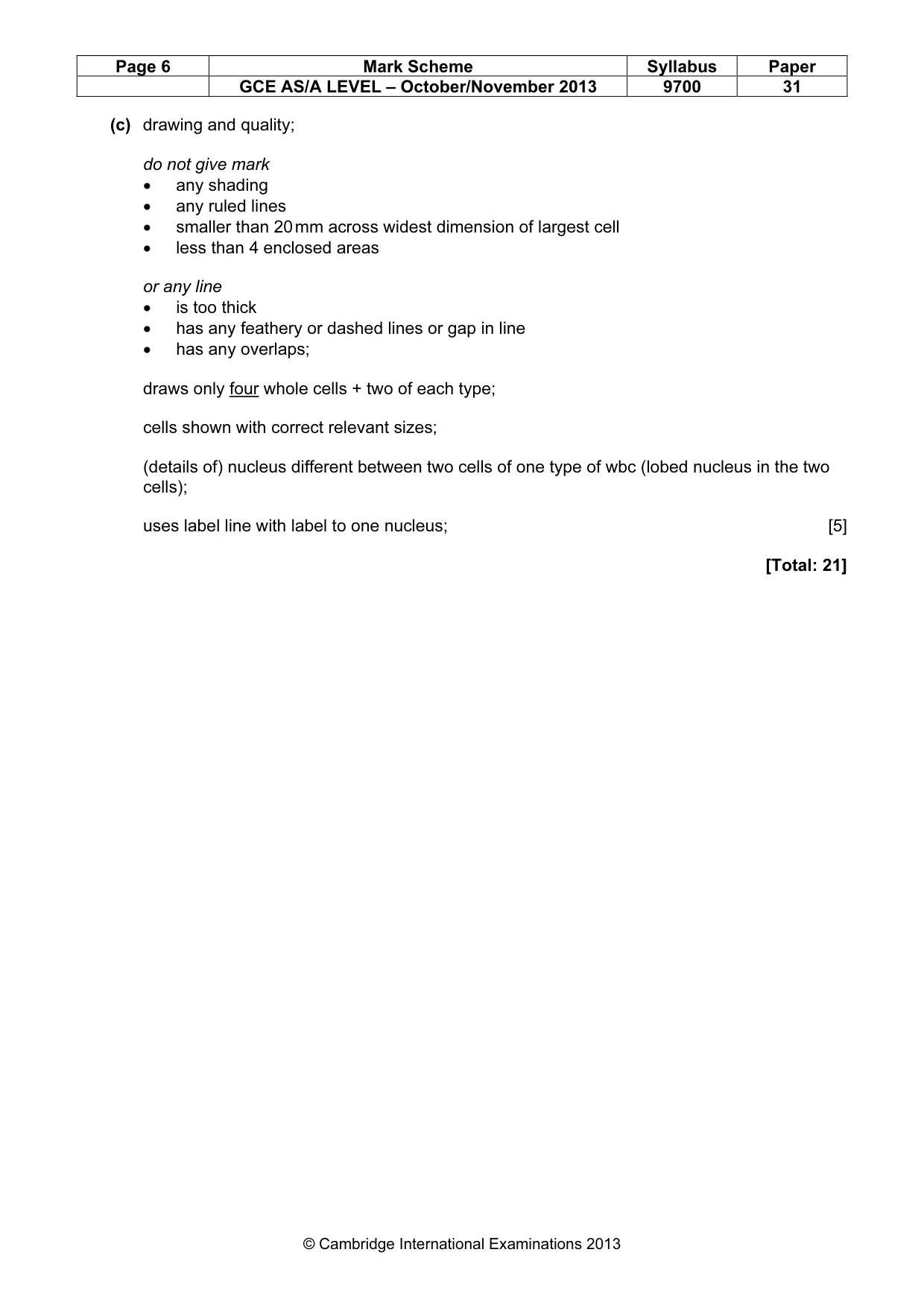 Mark scheme, page 6 of 6