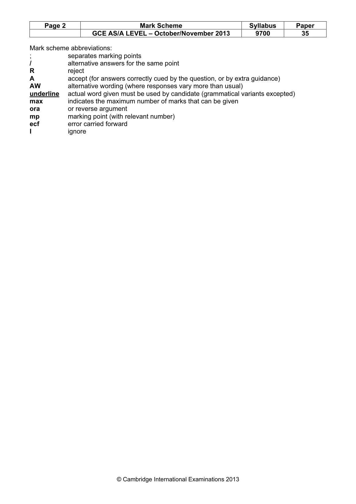 Mark scheme, page 2 of 5