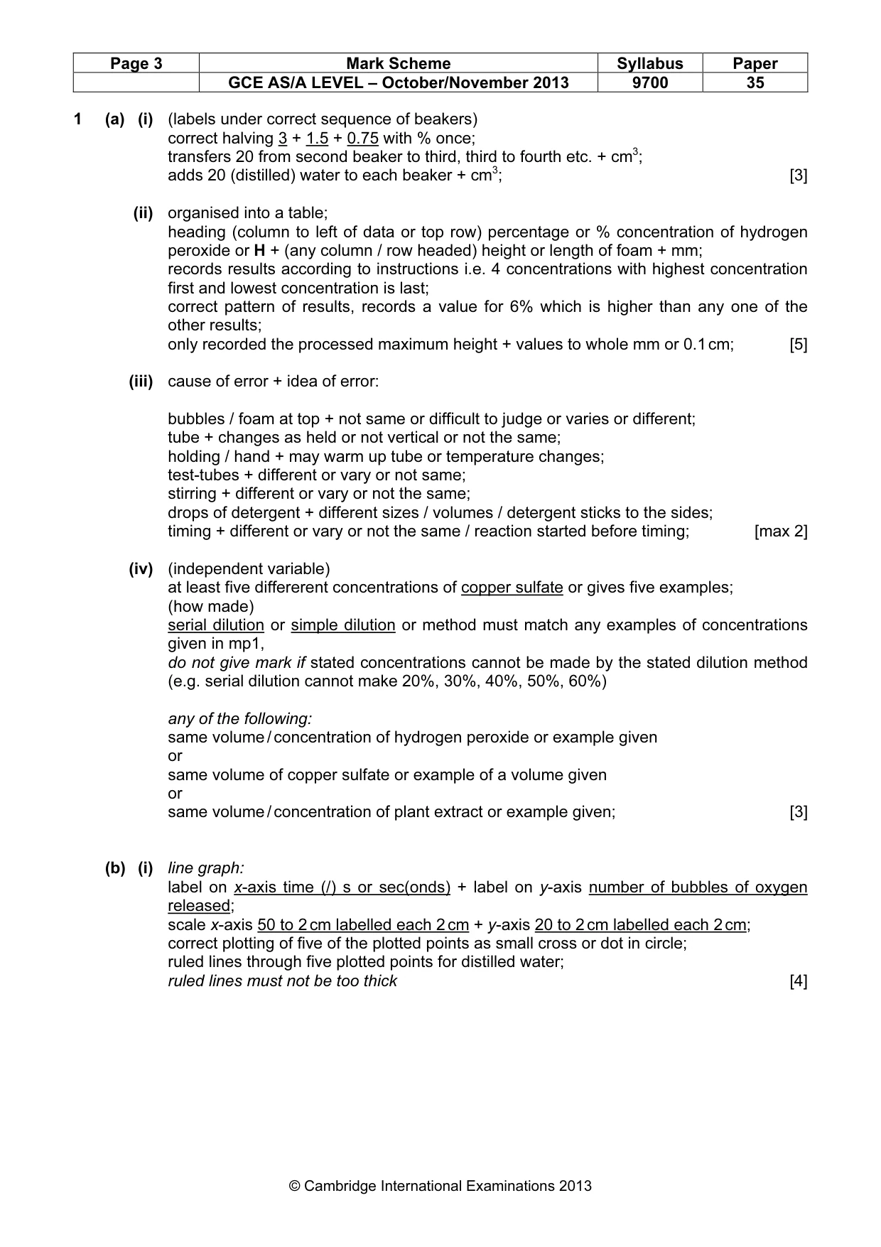 Mark scheme, page 3 of 5