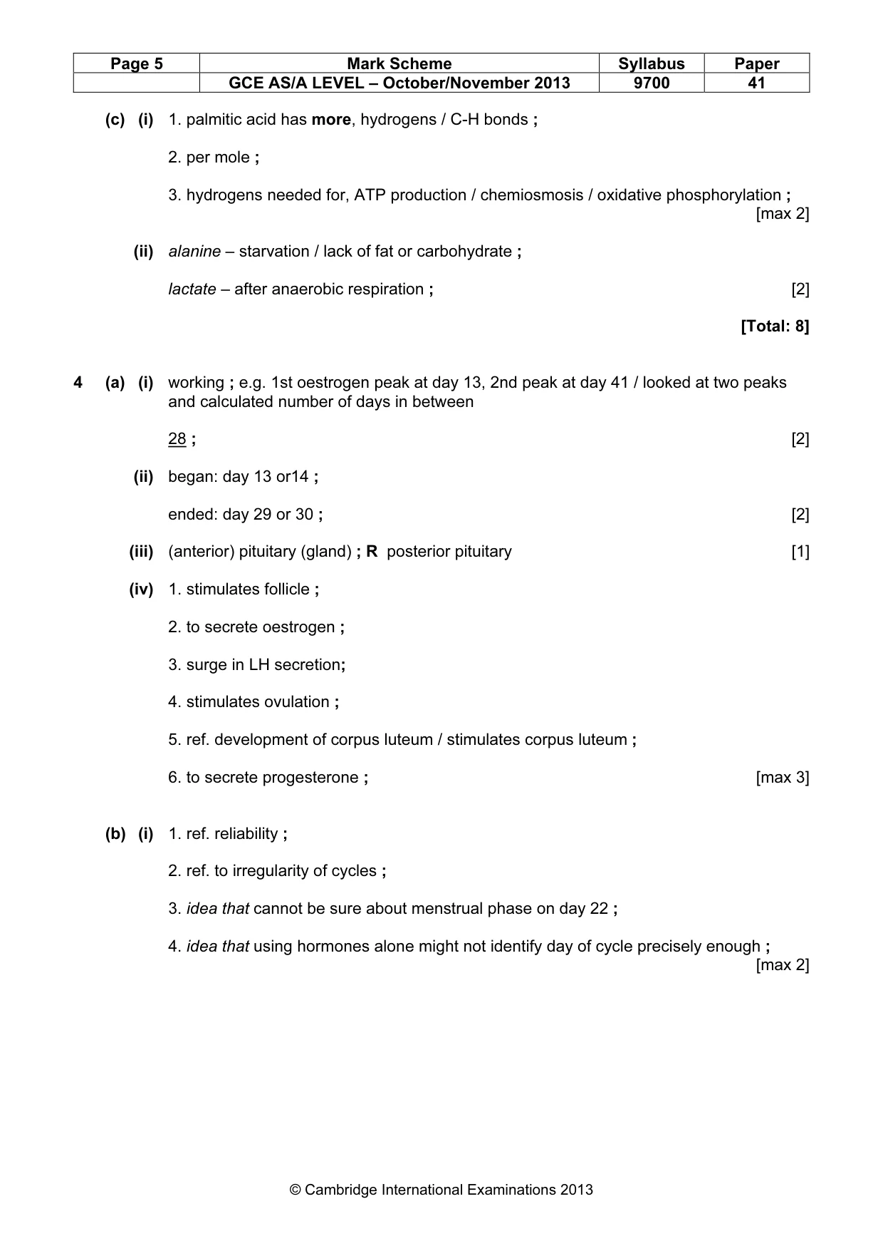 Mark scheme, page 5 of 10