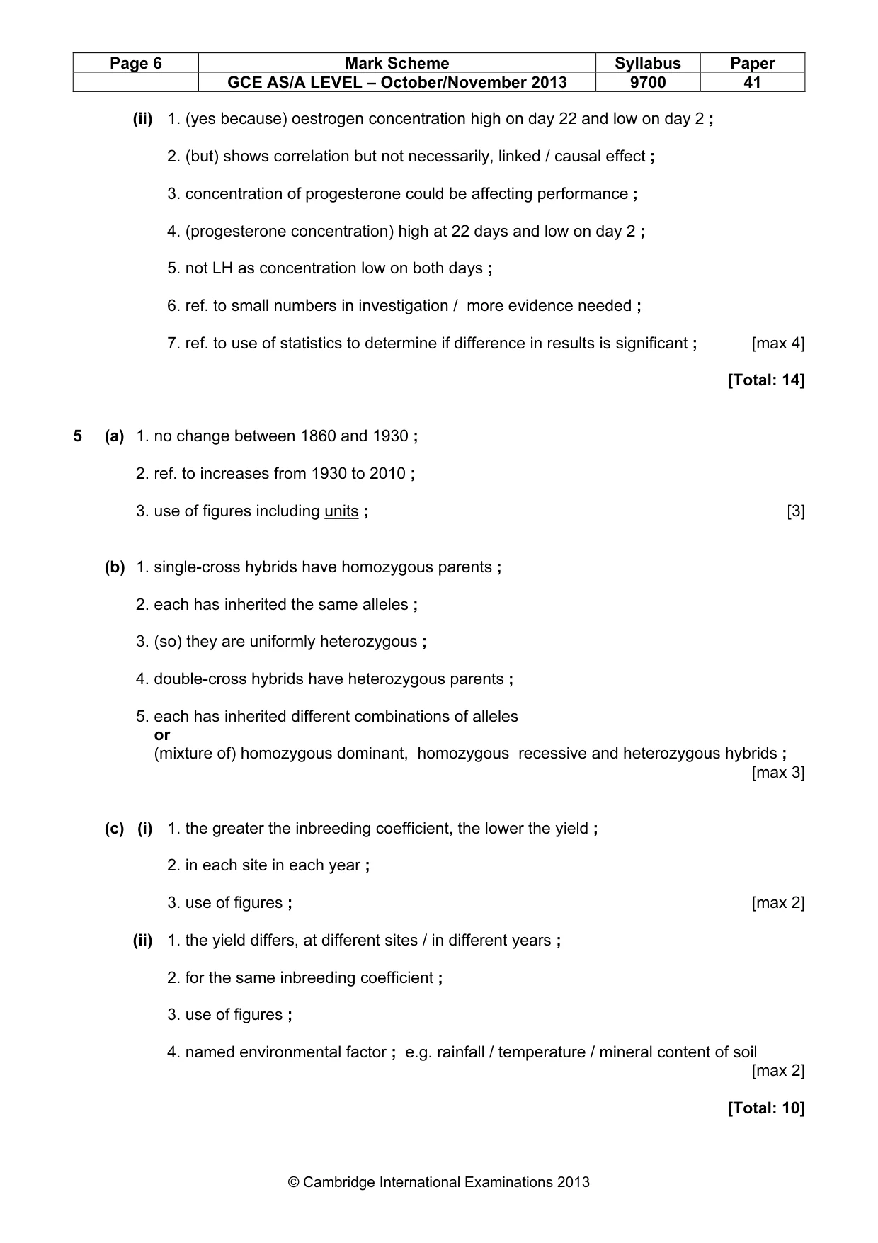 Mark scheme, page 6 of 10