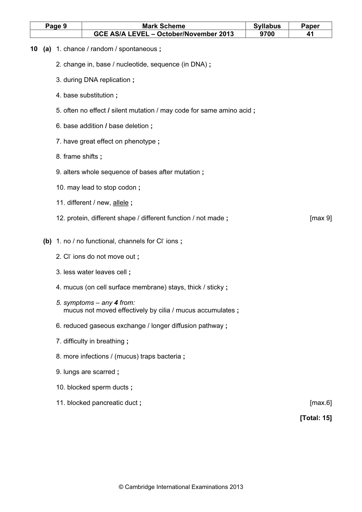 Mark scheme, page 9 of 10