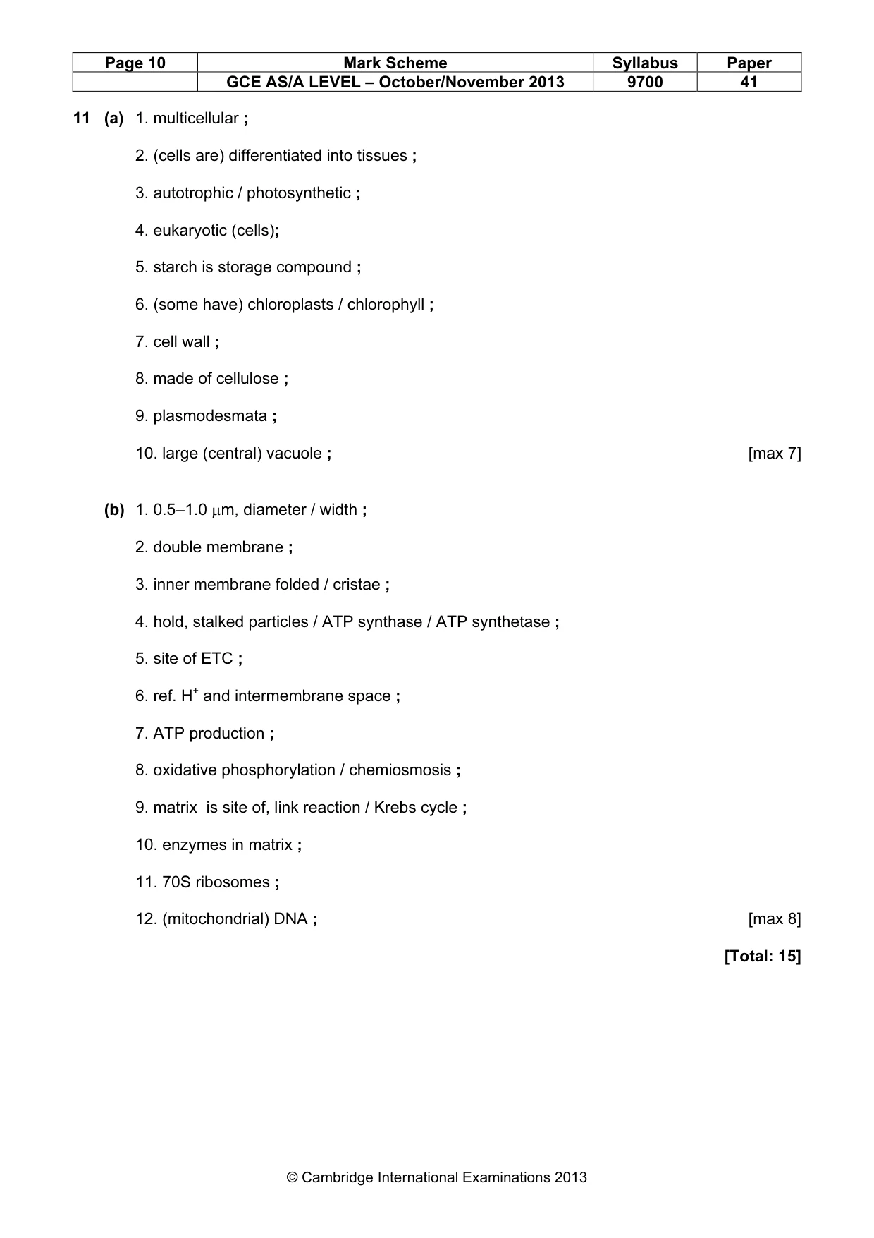 Mark scheme, page 10 of 10