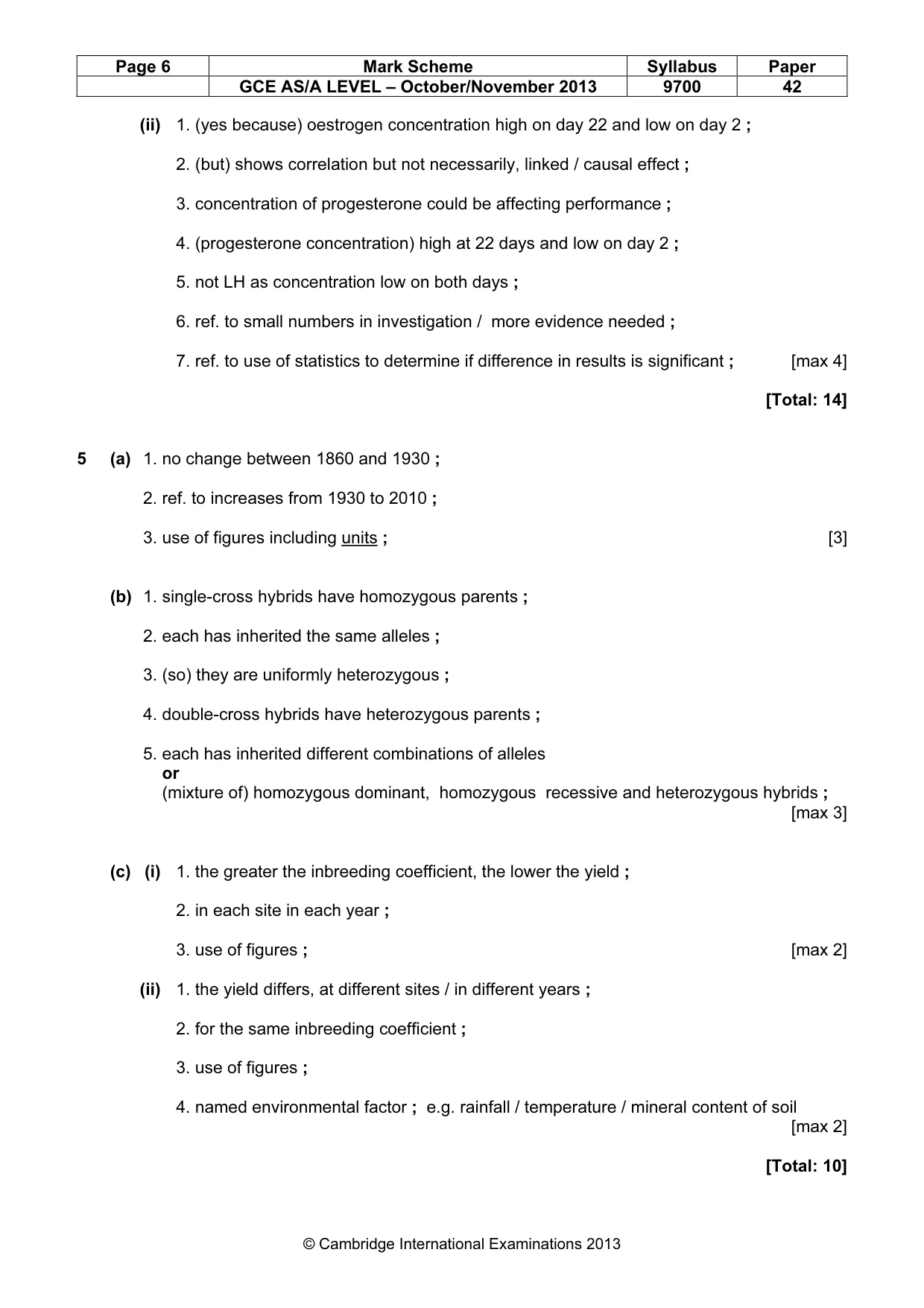 Mark scheme, page 6 of 10