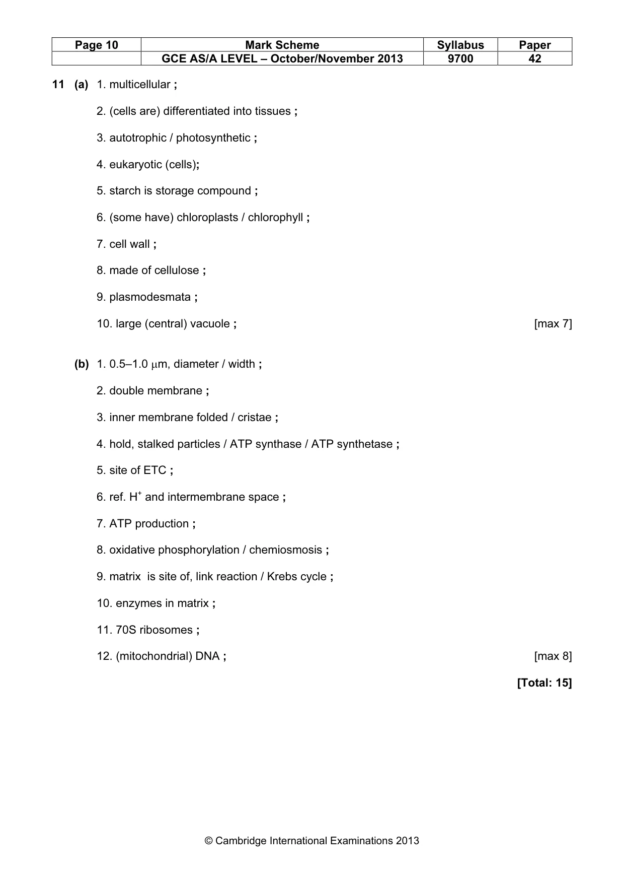 Mark scheme, page 10 of 10