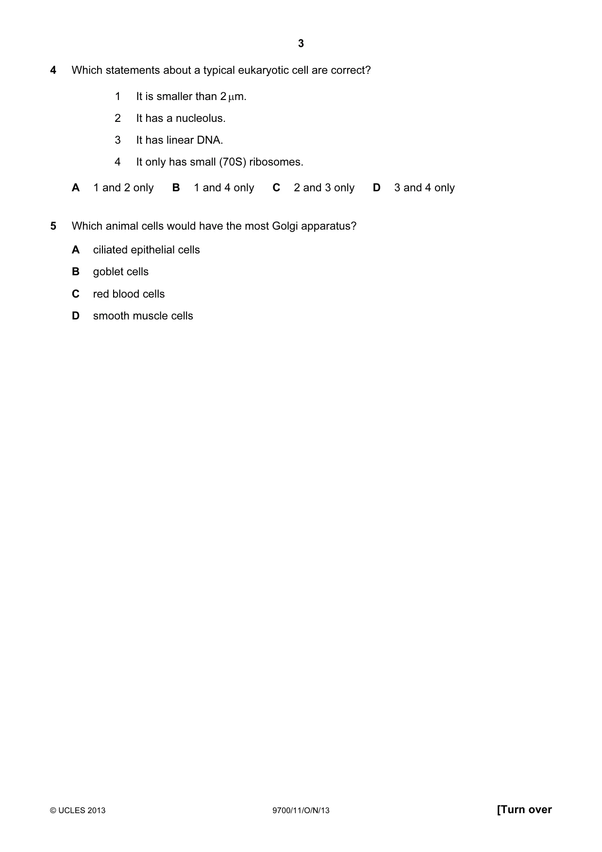 Cambridge A Level Biology 9700 2013 Oct/Nov Paper 1 · Variant 1 question paper, page 3 of 16