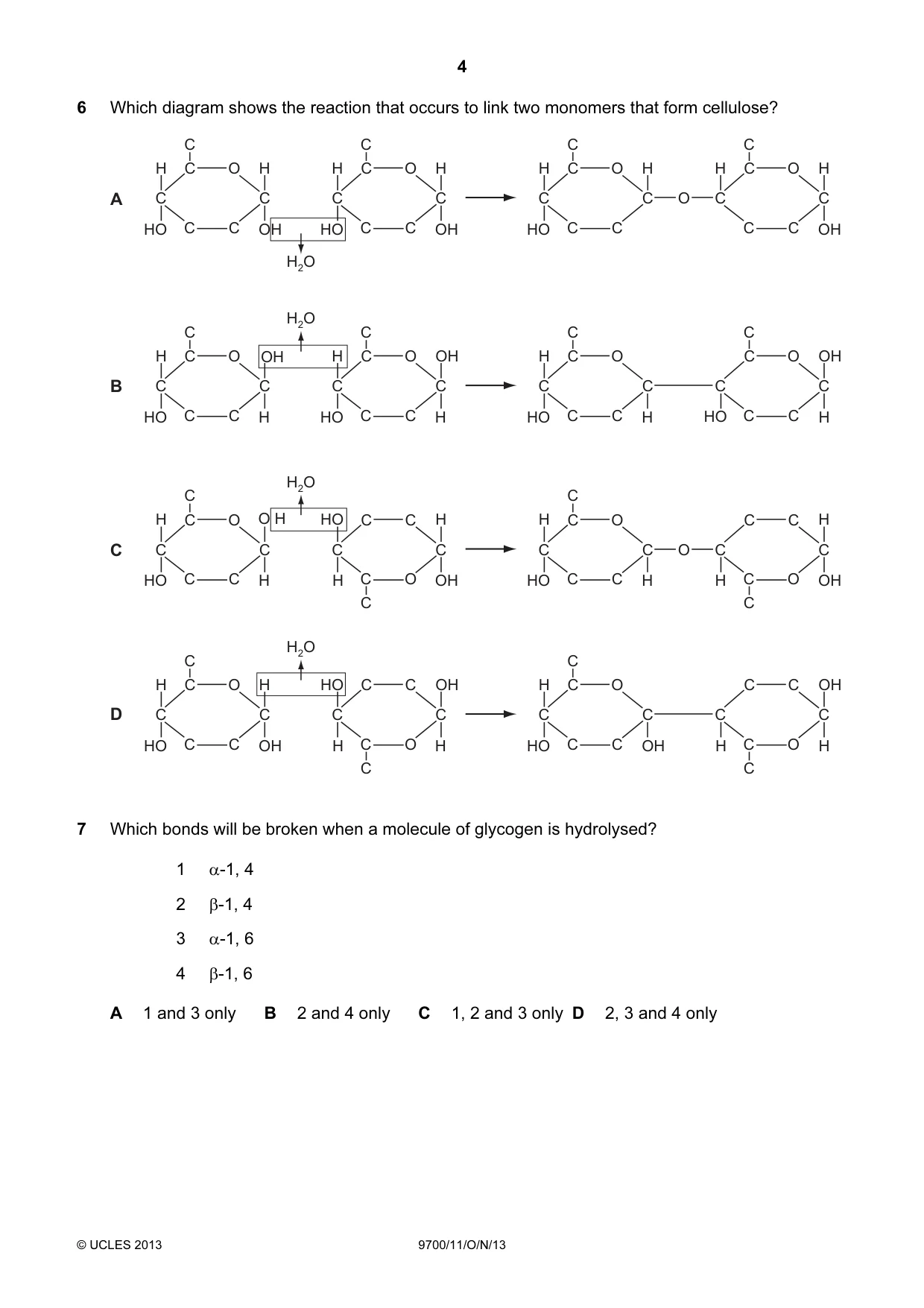 Cambridge A Level Biology 9700 2013 Oct/Nov Paper 1 · Variant 1 question paper, page 4 of 16