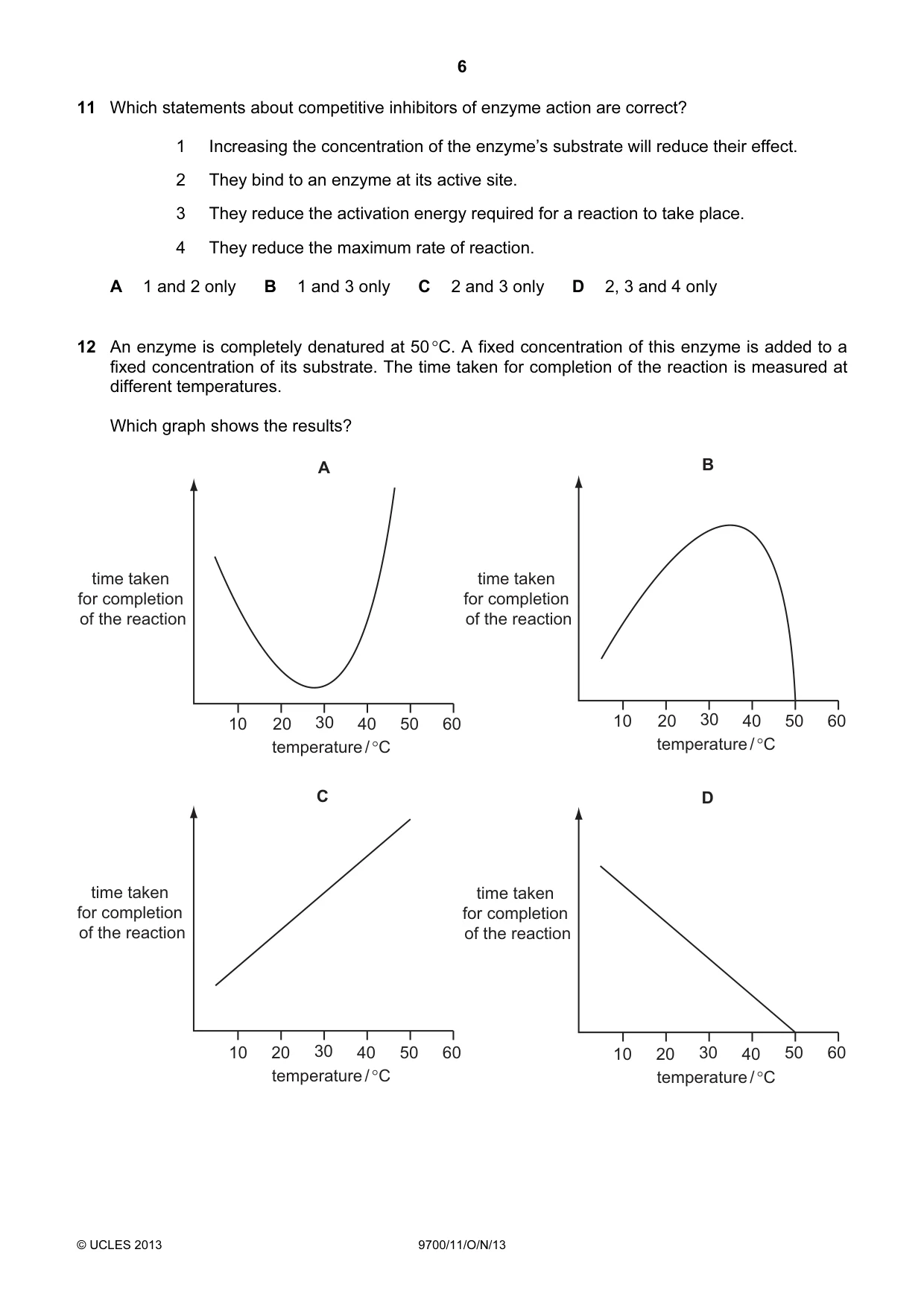 Cambridge A Level Biology 9700 2013 Oct/Nov Paper 1 · Variant 1 question paper, page 6 of 16