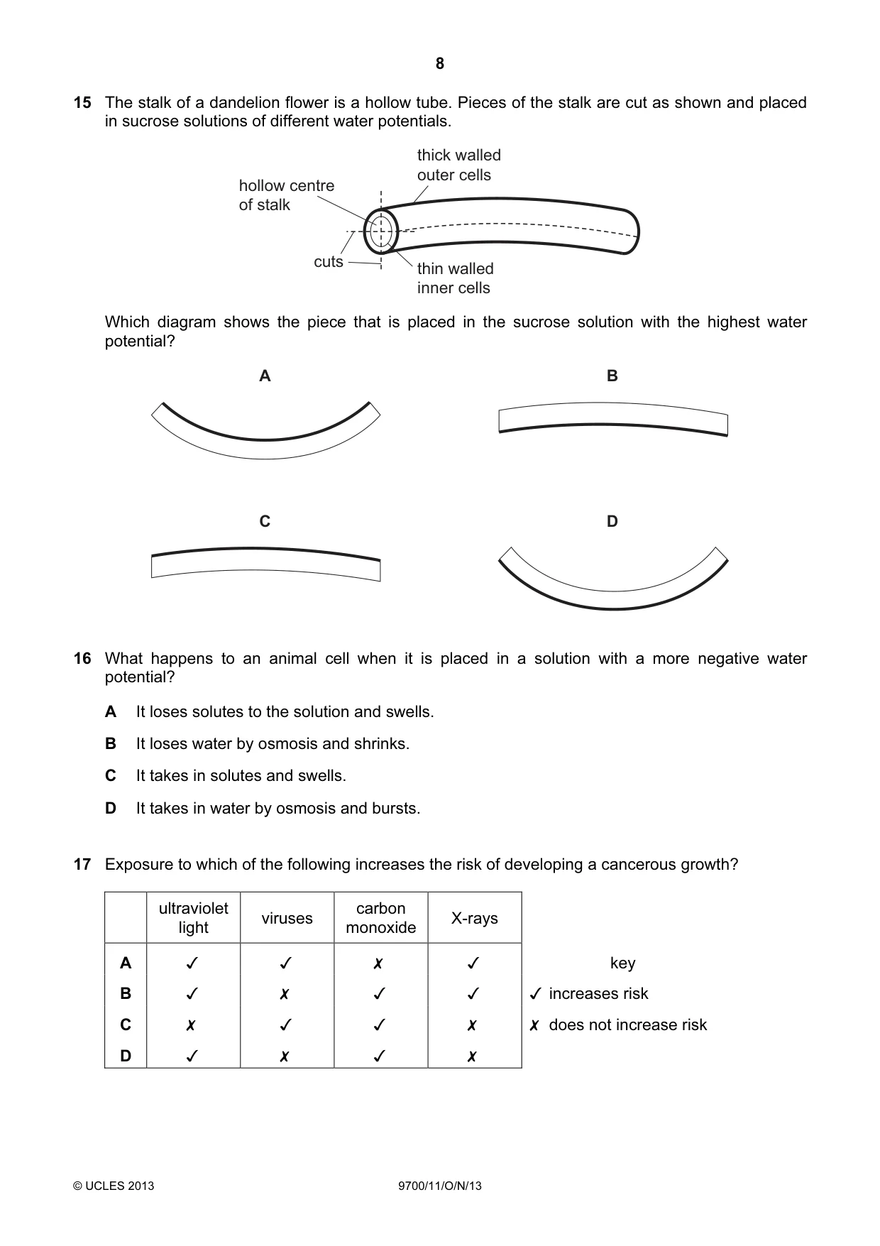 Cambridge A Level Biology 9700 2013 Oct/Nov Paper 1 · Variant 1 question paper, page 8 of 16