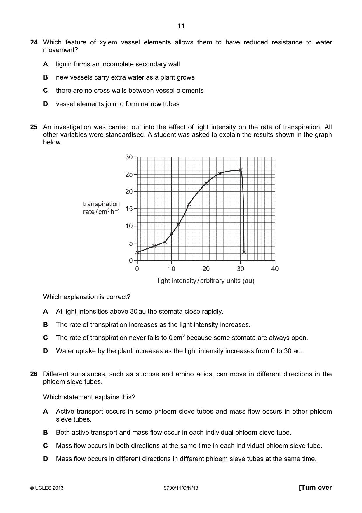 Cambridge A Level Biology 9700 2013 Oct/Nov Paper 1 · Variant 1 question paper, page 11 of 16