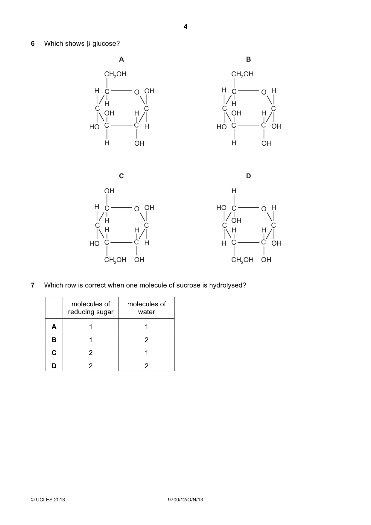 Cambridge A Level Biology 9700 2013 Oct/Nov Paper 1 · Variant 2 question paper, page 4 of 16