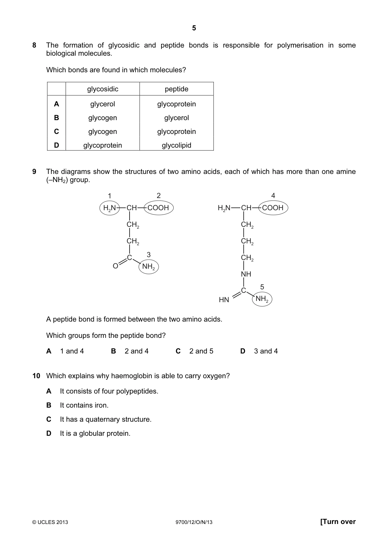 Cambridge A Level Biology 9700 2013 Oct/Nov Paper 1 · Variant 2 question paper, page 5 of 16