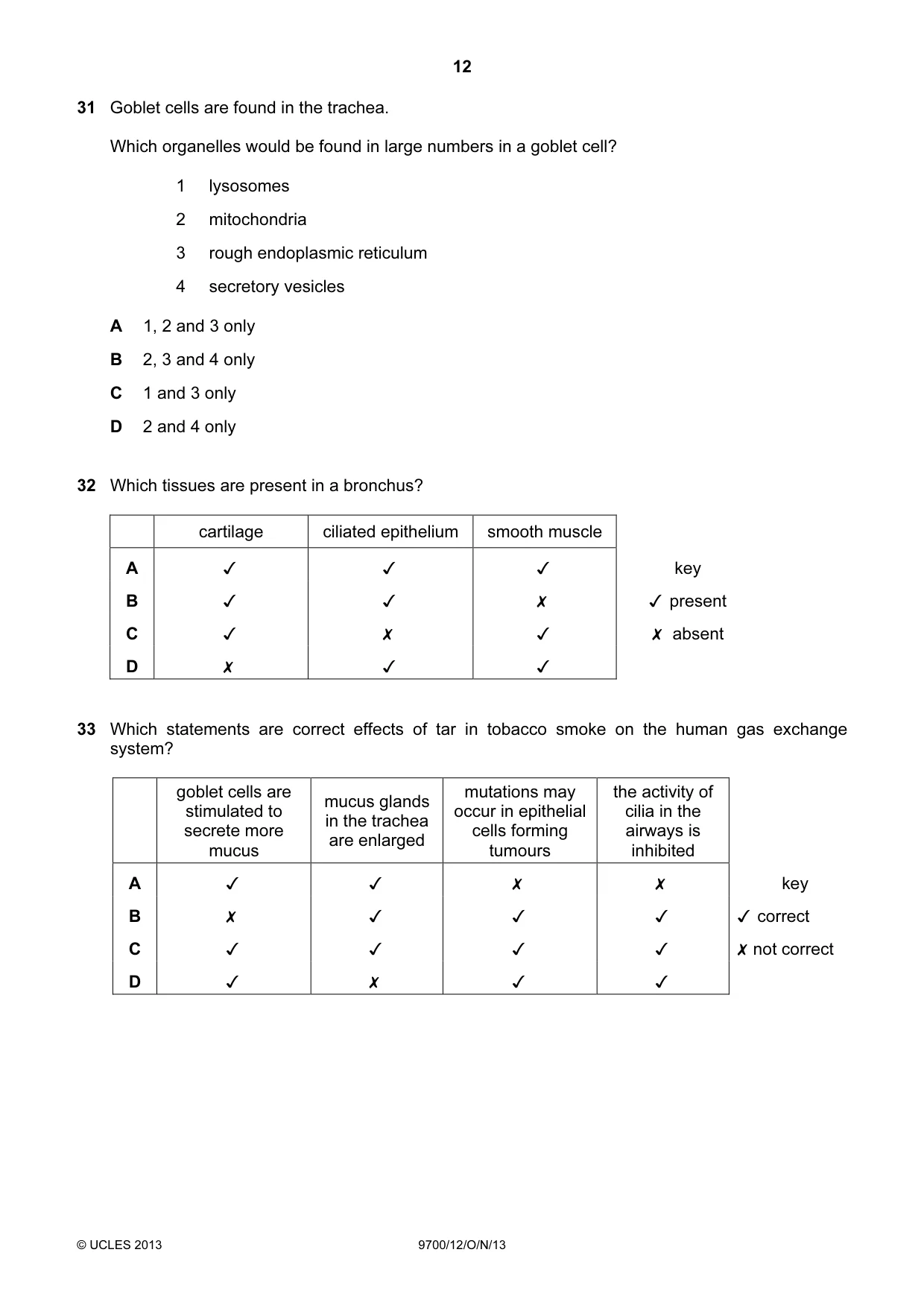 Cambridge A Level Biology 9700 2013 Oct/Nov Paper 1 · Variant 2 question paper, page 12 of 16
