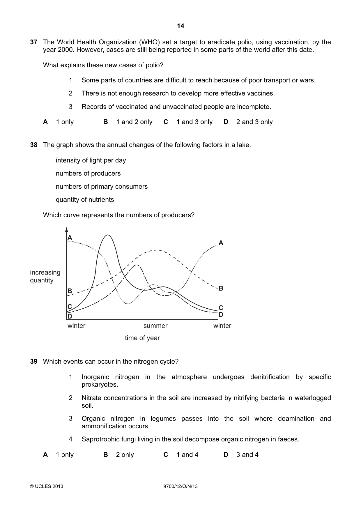 Cambridge A Level Biology 9700 2013 Oct/Nov Paper 1 · Variant 2 question paper, page 14 of 16