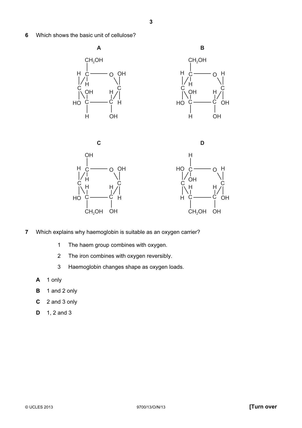 Cambridge A Level Biology 9700 2013 Oct/Nov Paper 1 · Variant 3 question paper, page 3 of 16