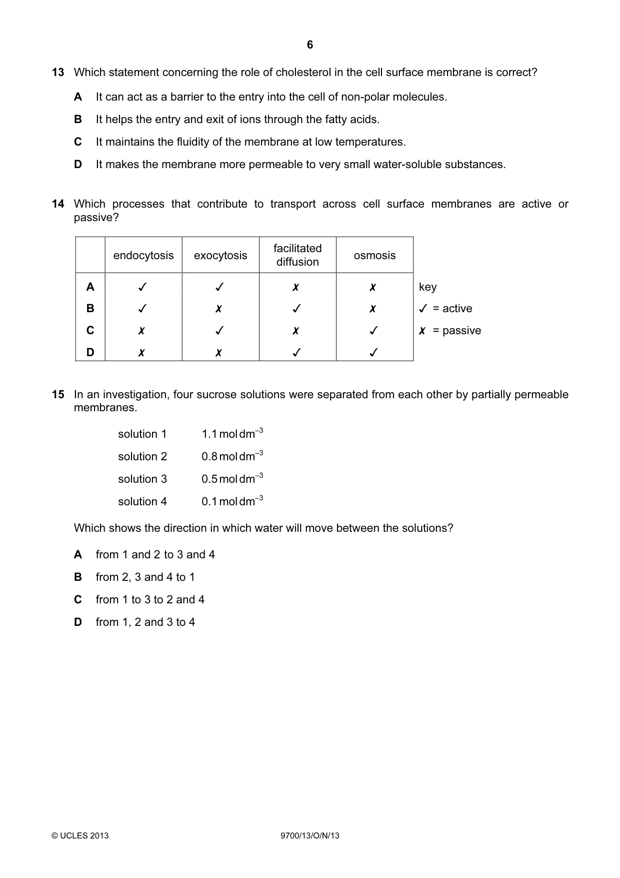 Cambridge A Level Biology 9700 2013 Oct/Nov Paper 1 · Variant 3 question paper, page 6 of 16