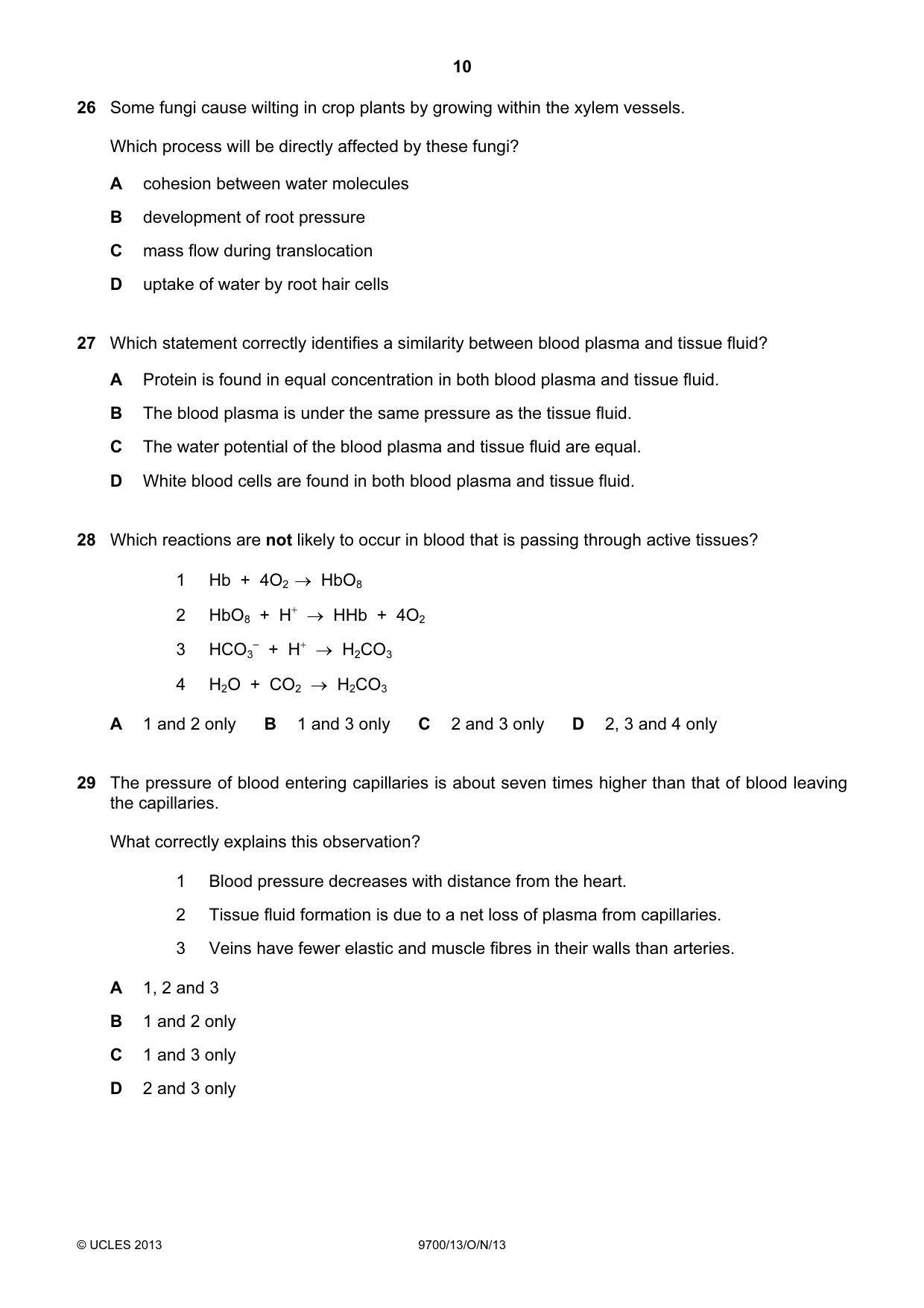 Cambridge A Level Biology 9700 2013 Oct/Nov Paper 1 · Variant 3 question paper, page 10 of 16