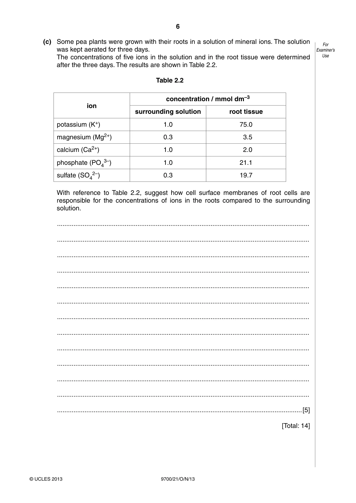 Cambridge A Level Biology 9700 2013 Oct/Nov Paper 2 · Variant 1 question paper, page 6 of 16
