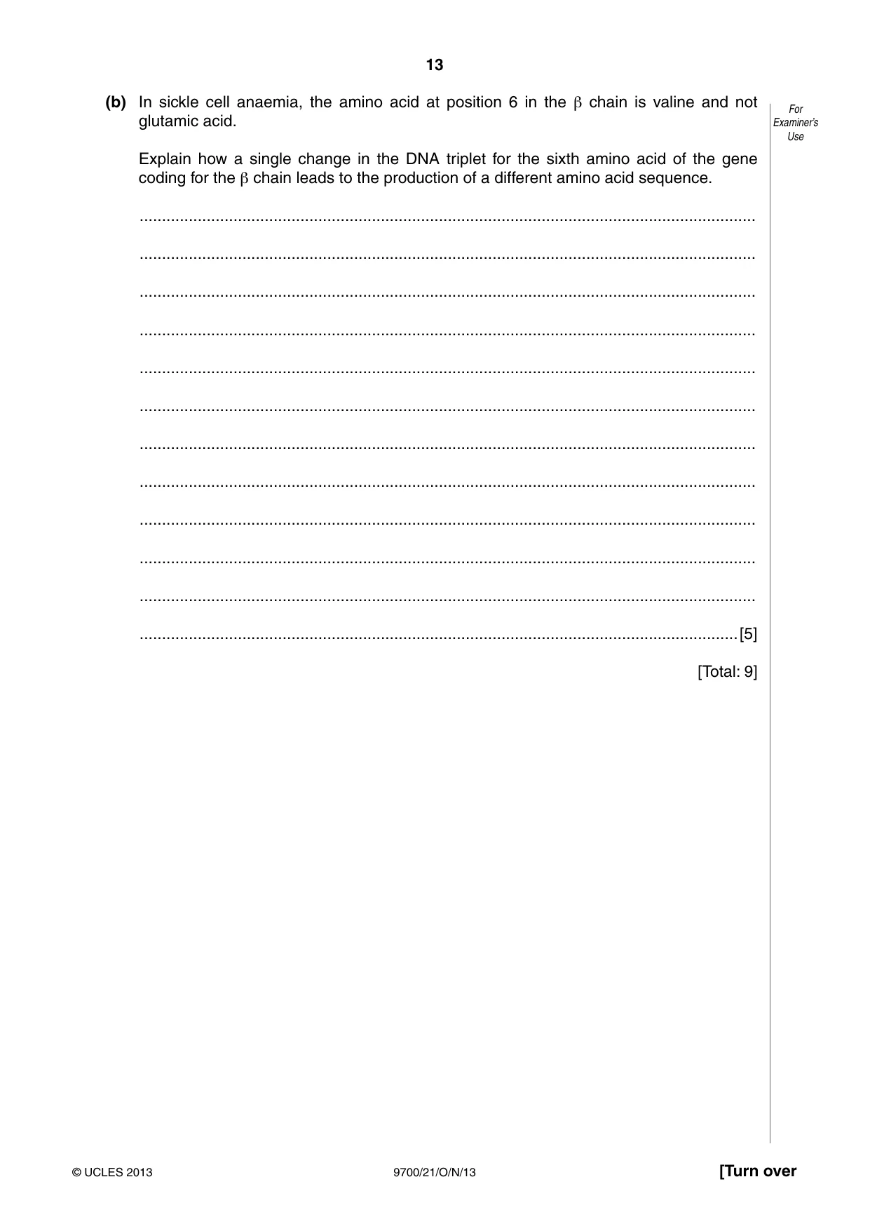 Cambridge A Level Biology 9700 2013 Oct/Nov Paper 2 · Variant 1 question paper, page 13 of 16