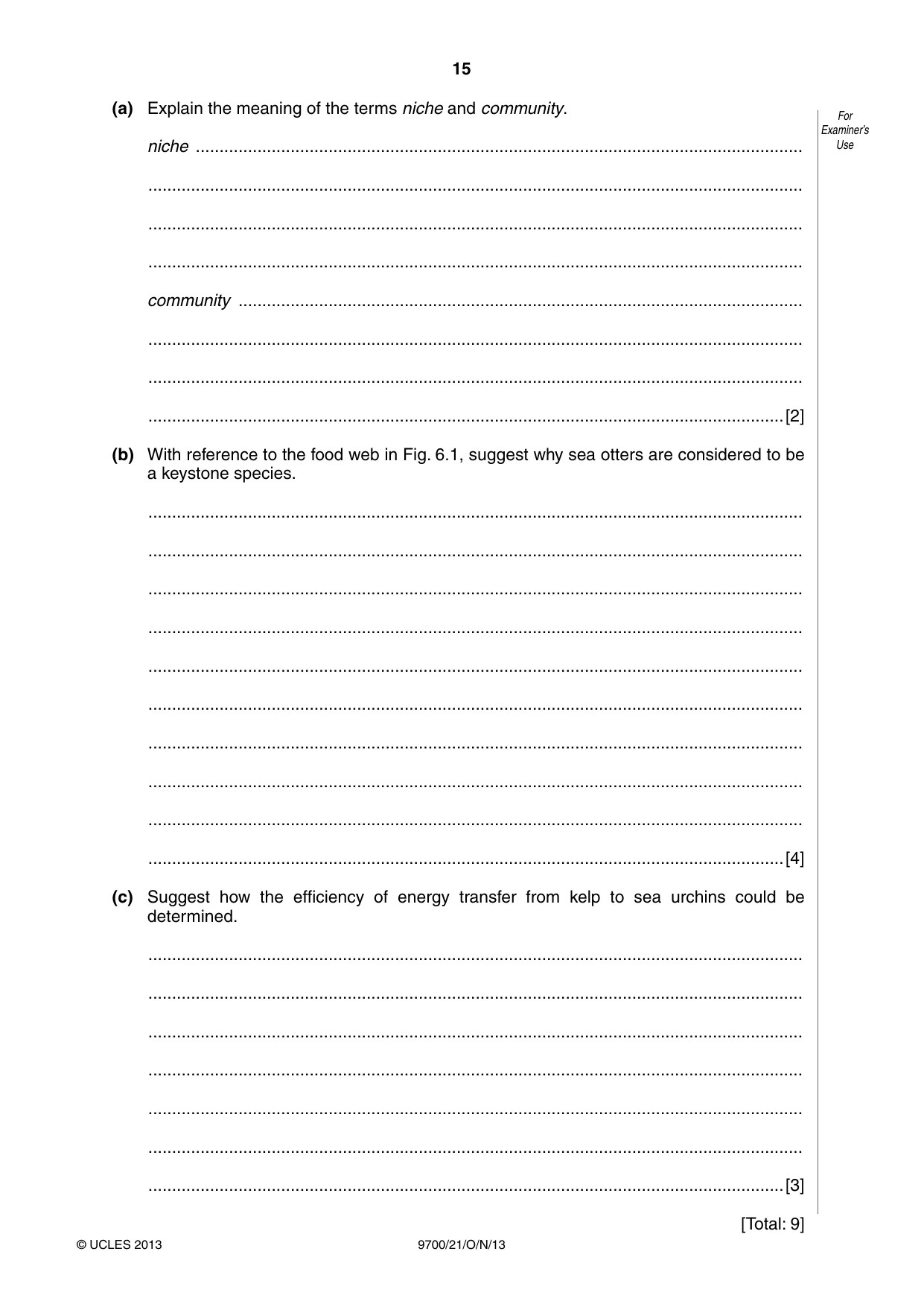Cambridge A Level Biology 9700 2013 Oct/Nov Paper 2 · Variant 1 question paper, page 15 of 16