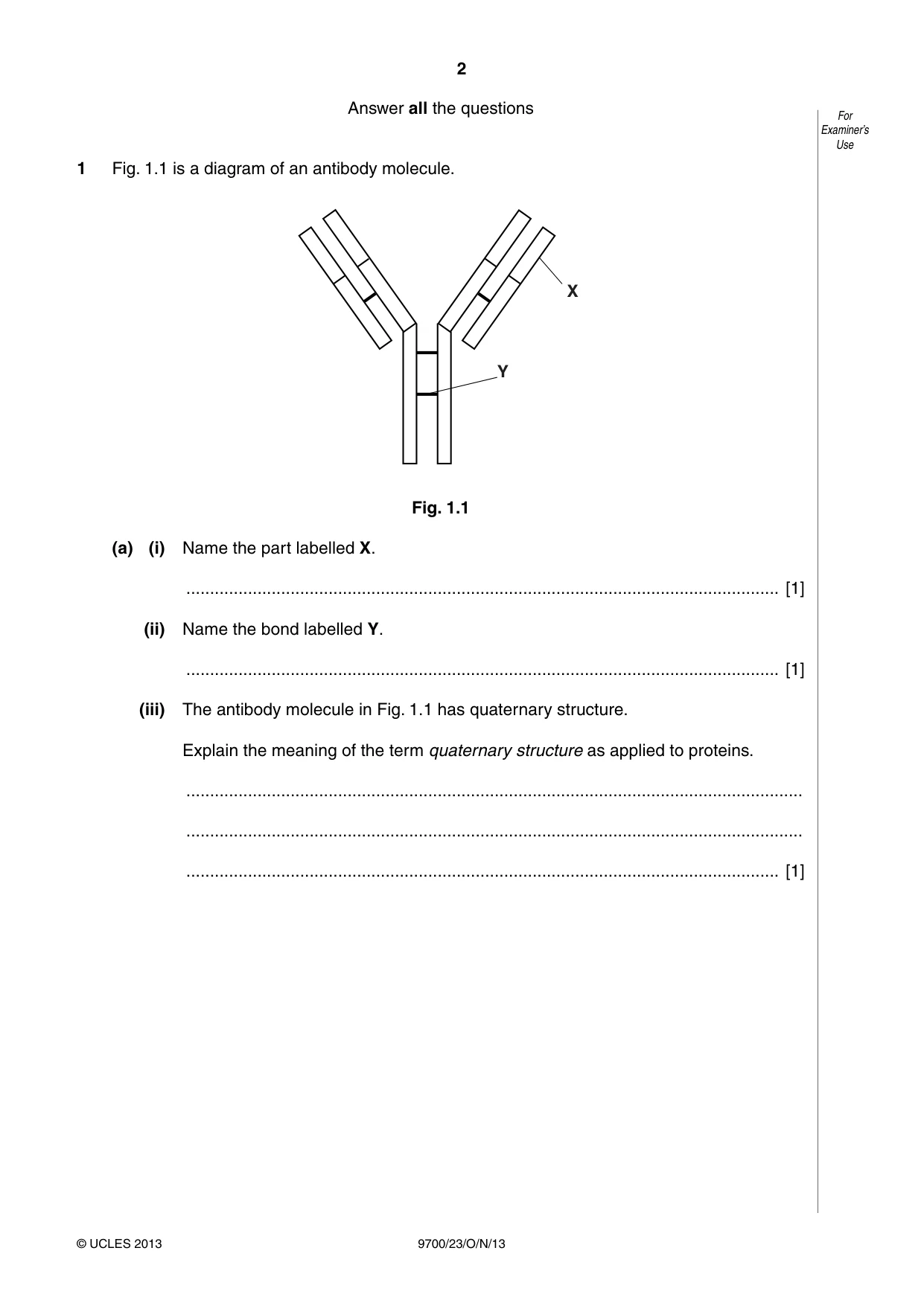 Cambridge A Level Biology 9700 2013 Oct/Nov Paper 2 · Variant 3 question paper, page 2 of 12