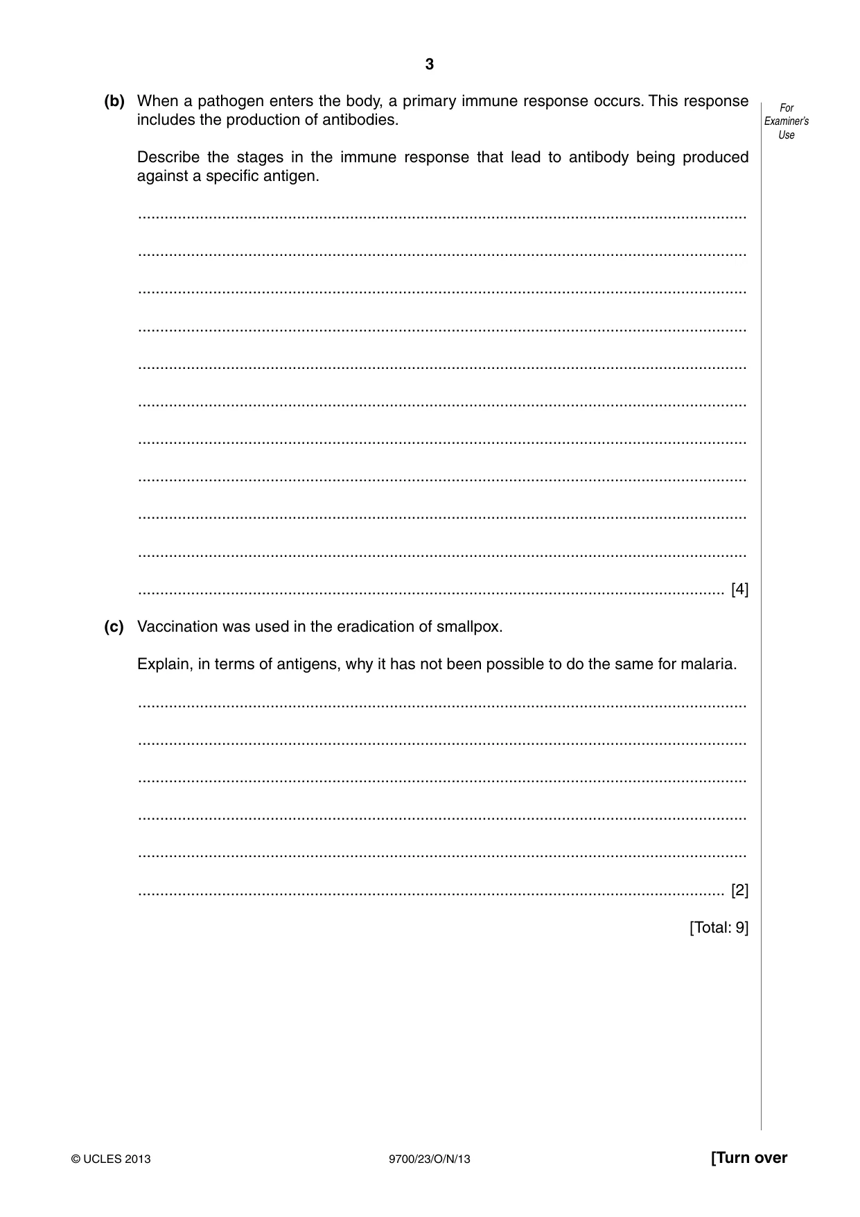 Cambridge A Level Biology 9700 2013 Oct/Nov Paper 2 · Variant 3 question paper, page 3 of 12