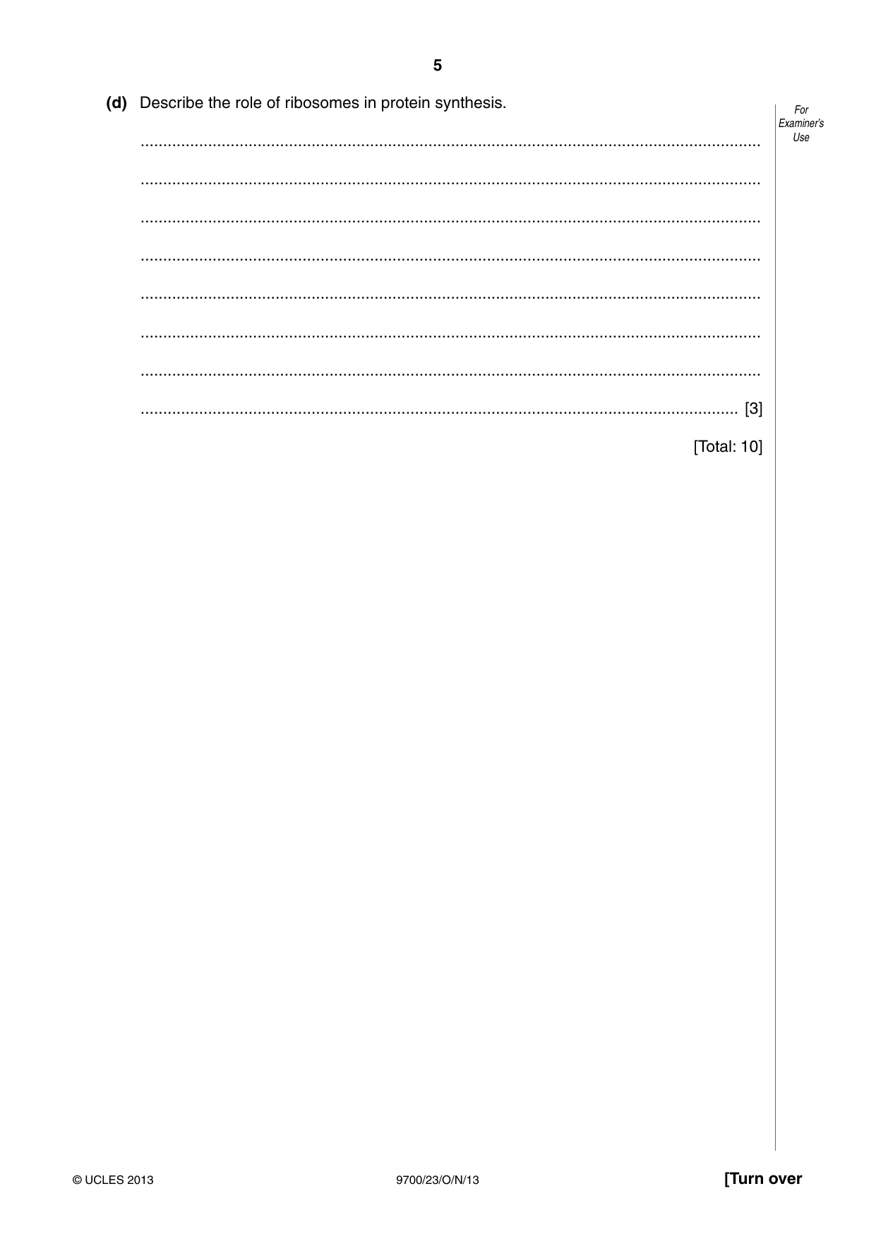 Cambridge A Level Biology 9700 2013 Oct/Nov Paper 2 · Variant 3 question paper, page 5 of 12
