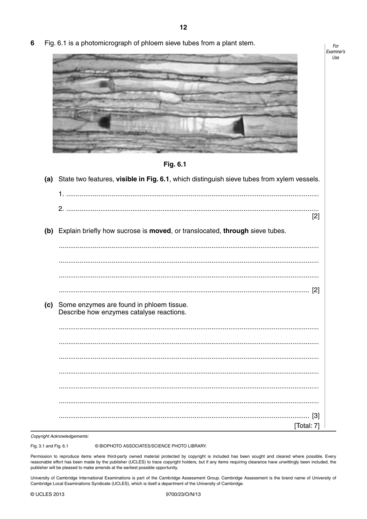 Cambridge A Level Biology 9700 2013 Oct/Nov Paper 2 · Variant 3 question paper, page 12 of 12