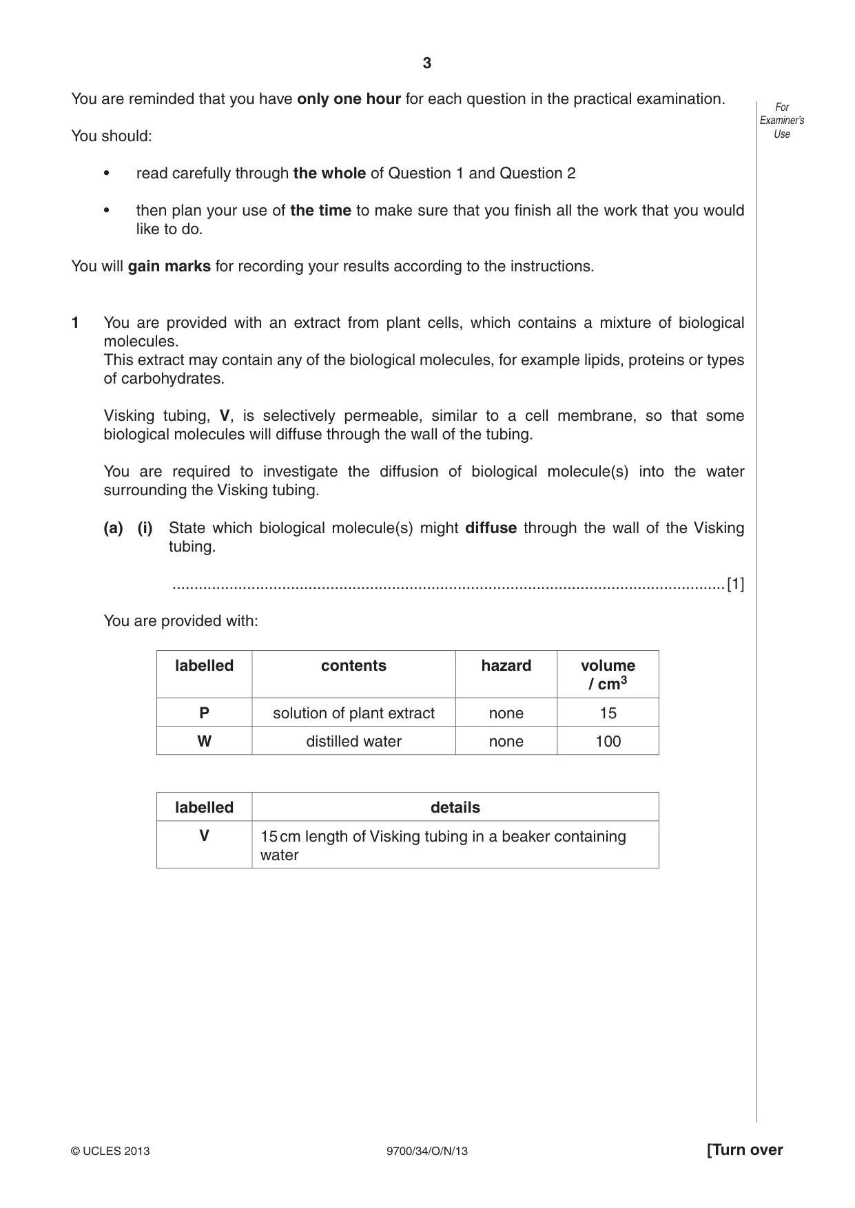 Cambridge A Level Biology 9700 2013 Oct/Nov Paper 3 · Variant 4 question paper, page 3 of 16