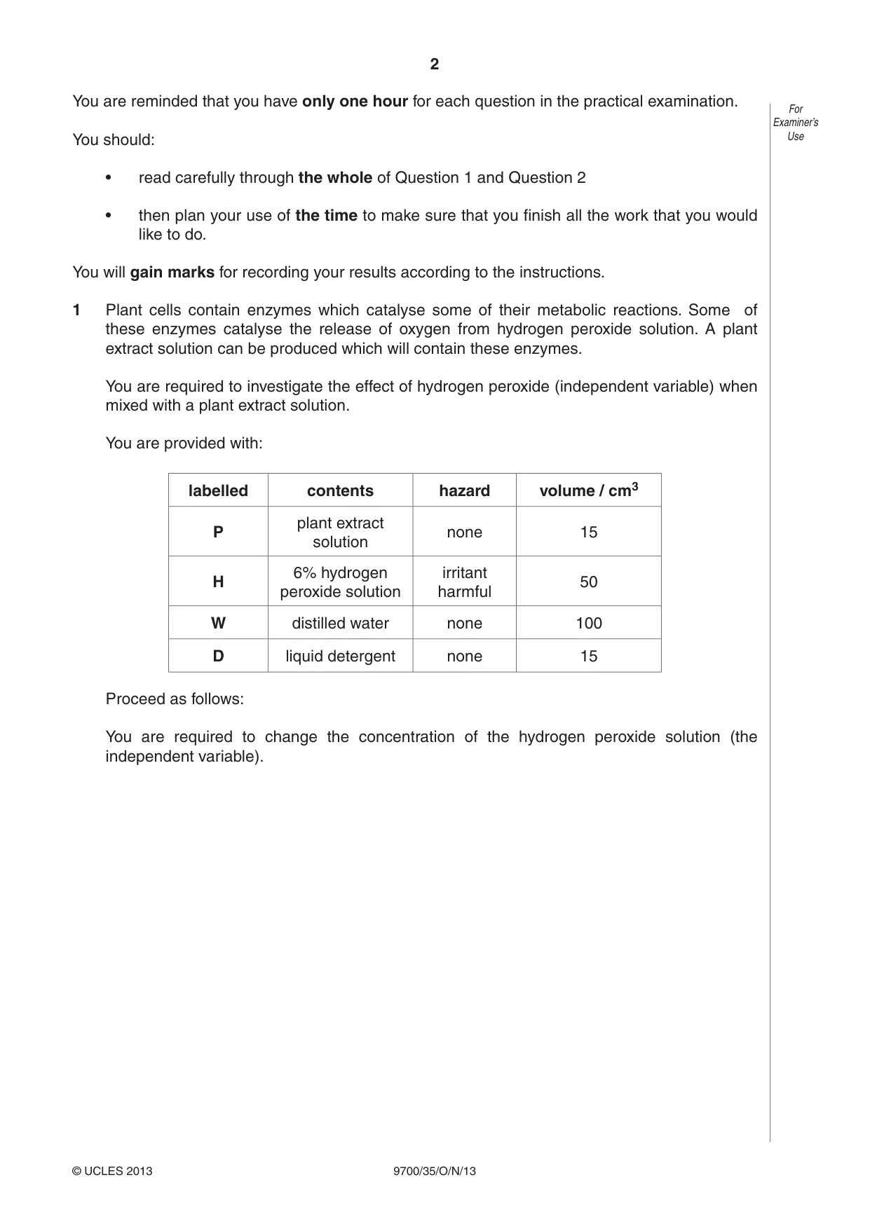 Cambridge A Level Biology 9700 2013 Oct/Nov Paper 3 · Variant 5 question paper, page 2 of 16