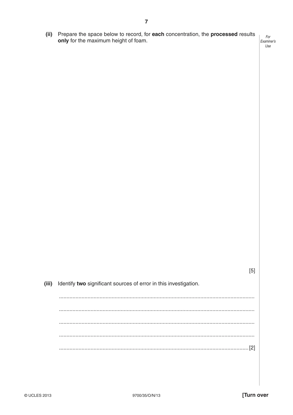 Cambridge A Level Biology 9700 2013 Oct/Nov Paper 3 · Variant 5 question paper, page 7 of 16