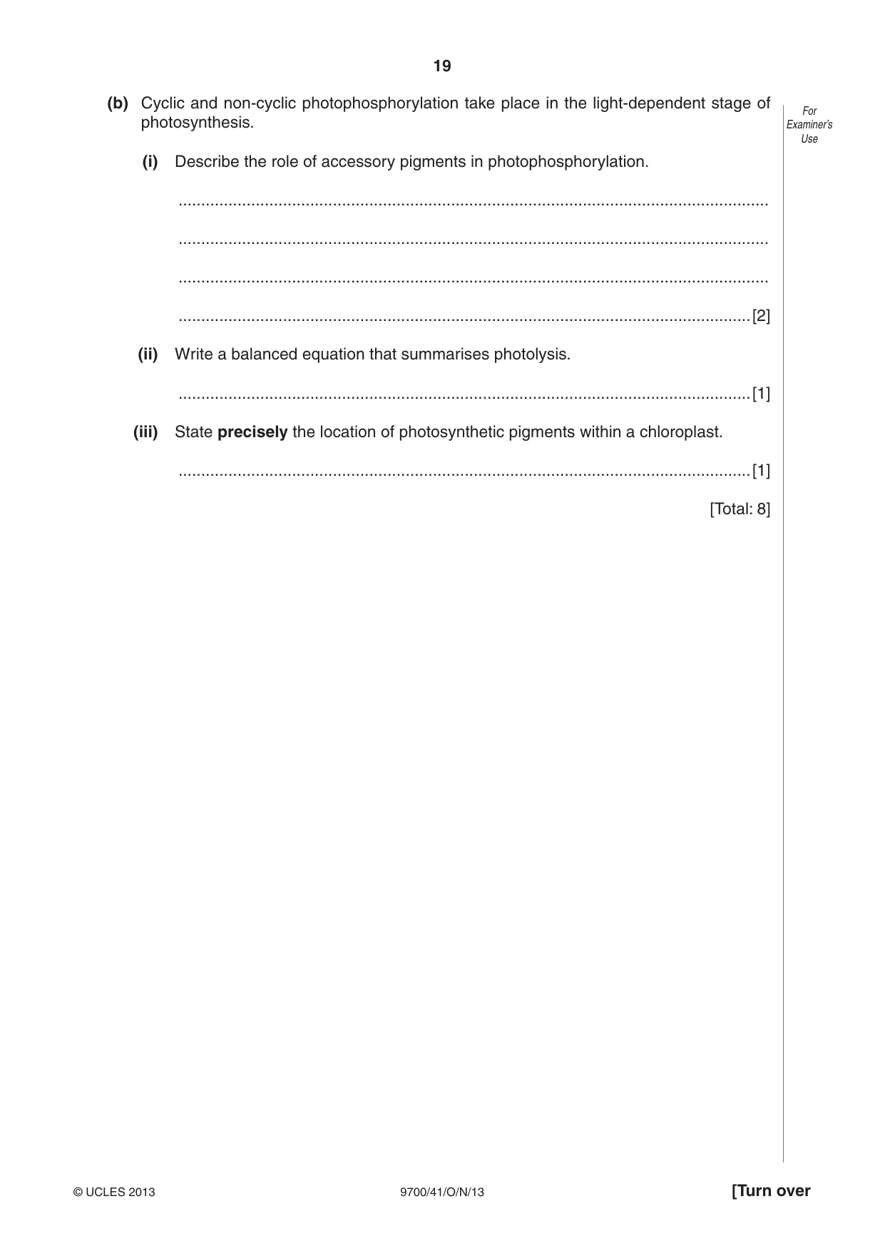 Cambridge A Level Biology 9700 2013 Oct/Nov Paper 4 · Variant 1 question paper, page 19 of 24