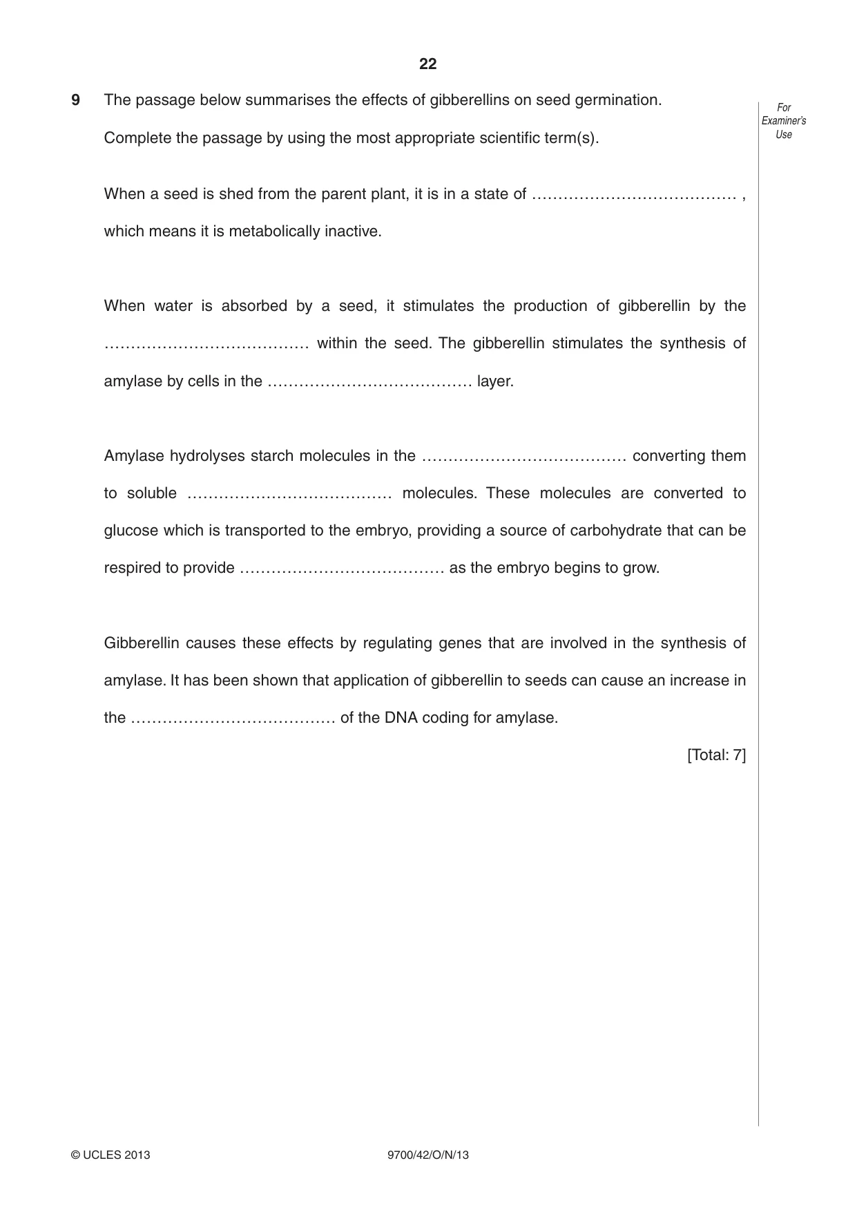 Cambridge A Level Biology 9700 2013 Oct/Nov Paper 4 · Variant 2 question paper, page 22 of 24