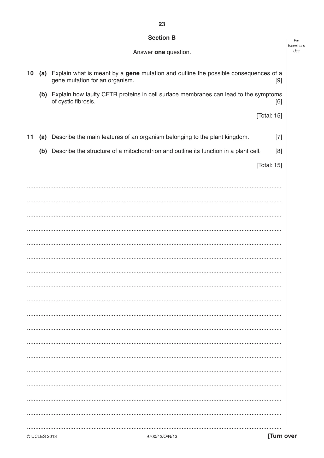 Cambridge A Level Biology 9700 2013 Oct/Nov Paper 4 · Variant 2 question paper, page 23 of 24