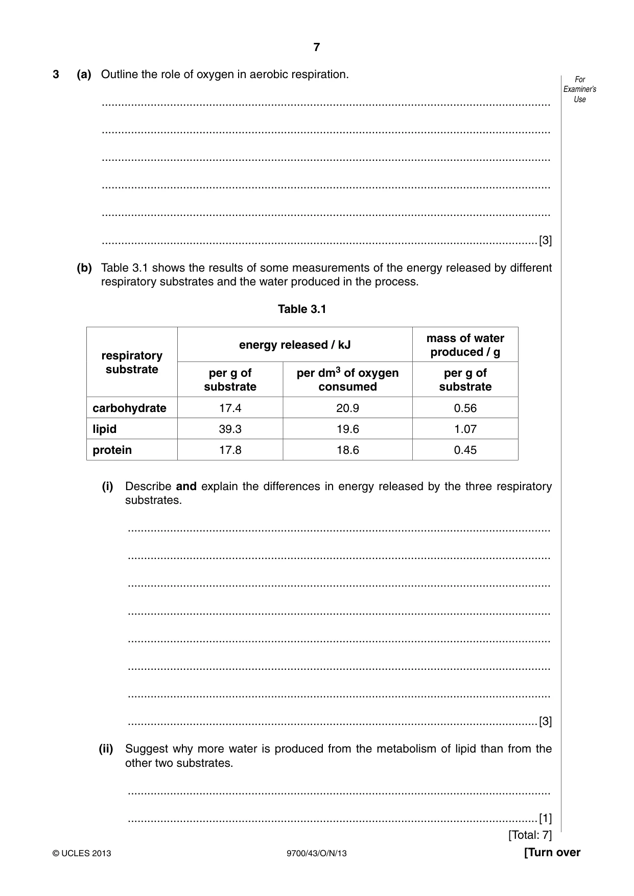 Cambridge A Level Biology 9700 2013 Oct/Nov Paper 4 · Variant 3 question paper, page 7 of 24