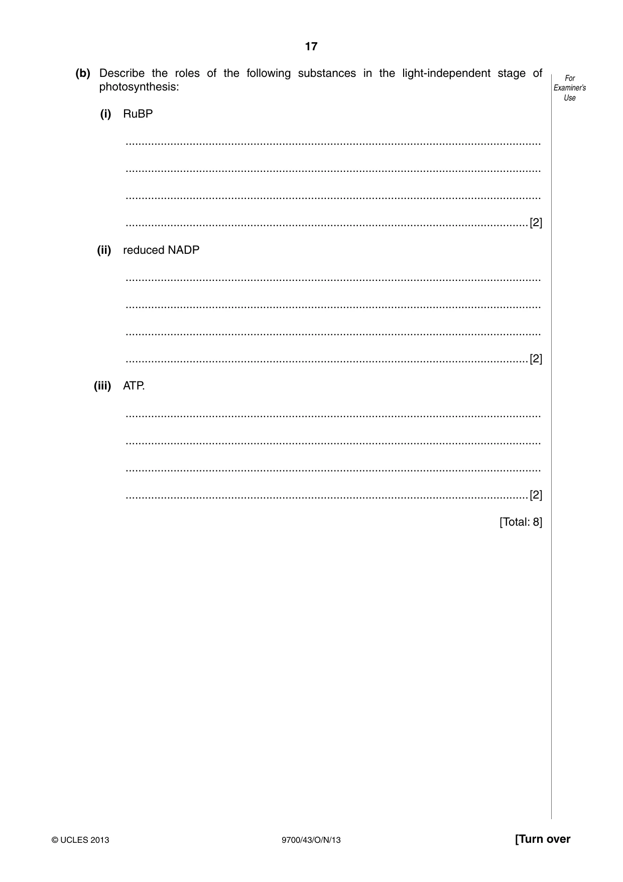 Cambridge A Level Biology 9700 2013 Oct/Nov Paper 4 · Variant 3 question paper, page 17 of 24