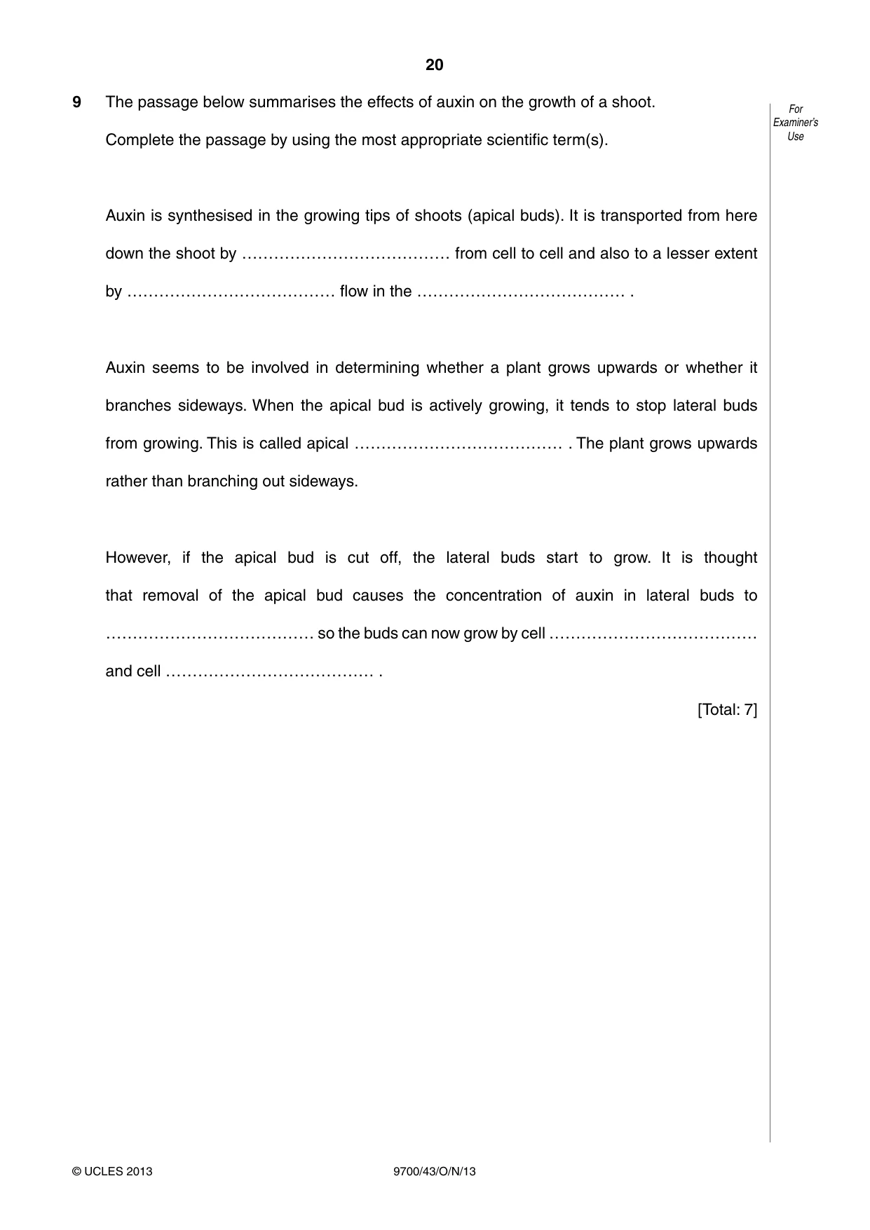 Cambridge A Level Biology 9700 2013 Oct/Nov Paper 4 · Variant 3 question paper, page 20 of 24