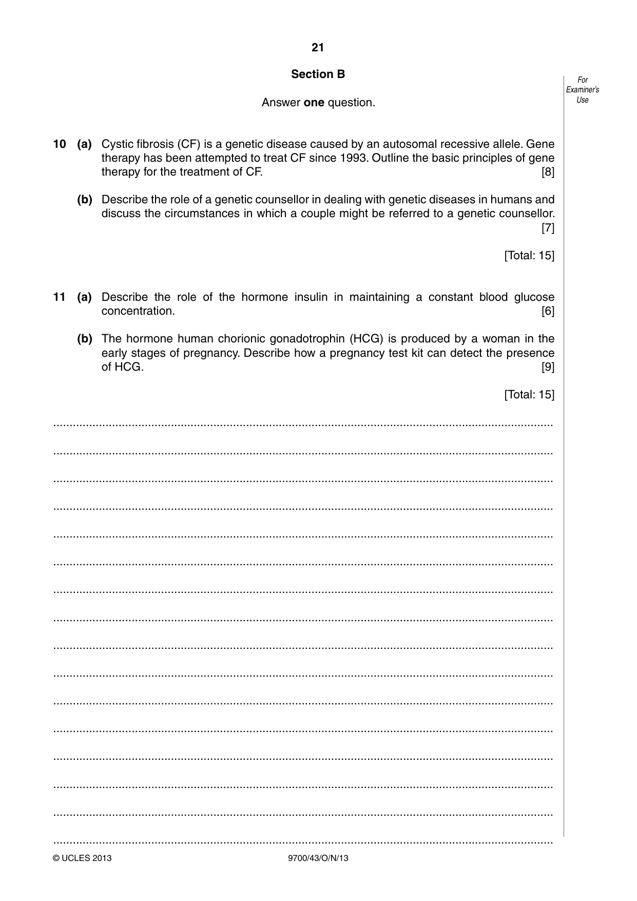 Cambridge A Level Biology 9700 2013 Oct/Nov Paper 4 · Variant 3 question paper, page 21 of 24