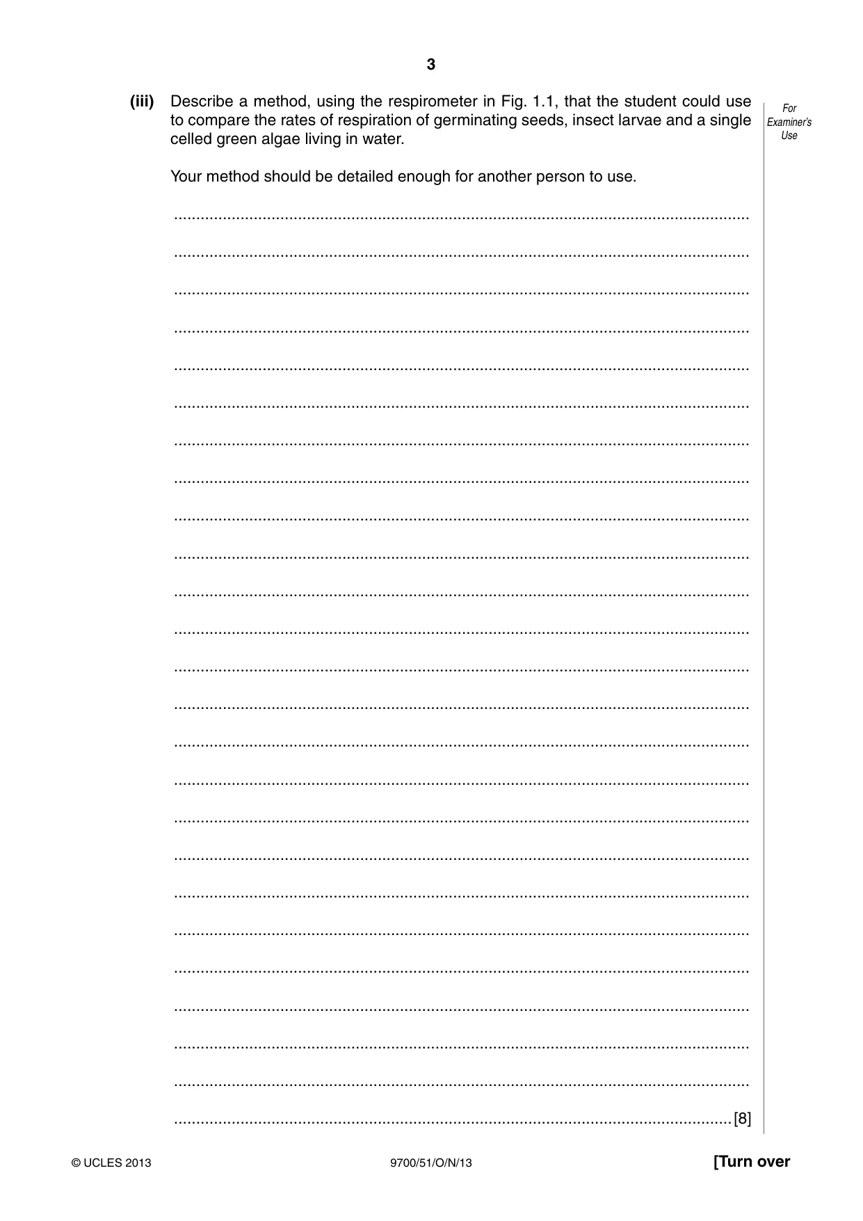Cambridge A Level Biology 9700 2013 Oct/Nov Paper 5 · Variant 1 question paper, page 3 of 8
