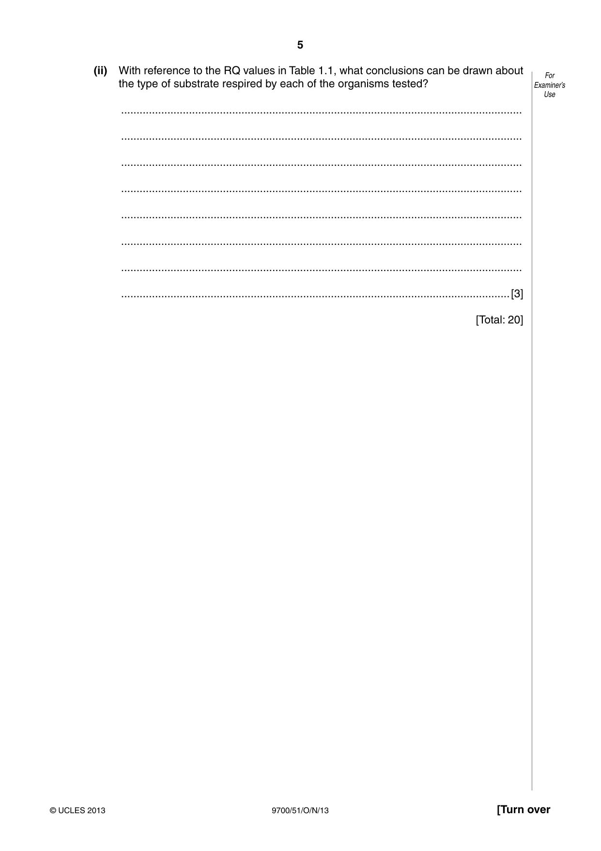 Cambridge A Level Biology 9700 2013 Oct/Nov Paper 5 · Variant 1 question paper, page 5 of 8