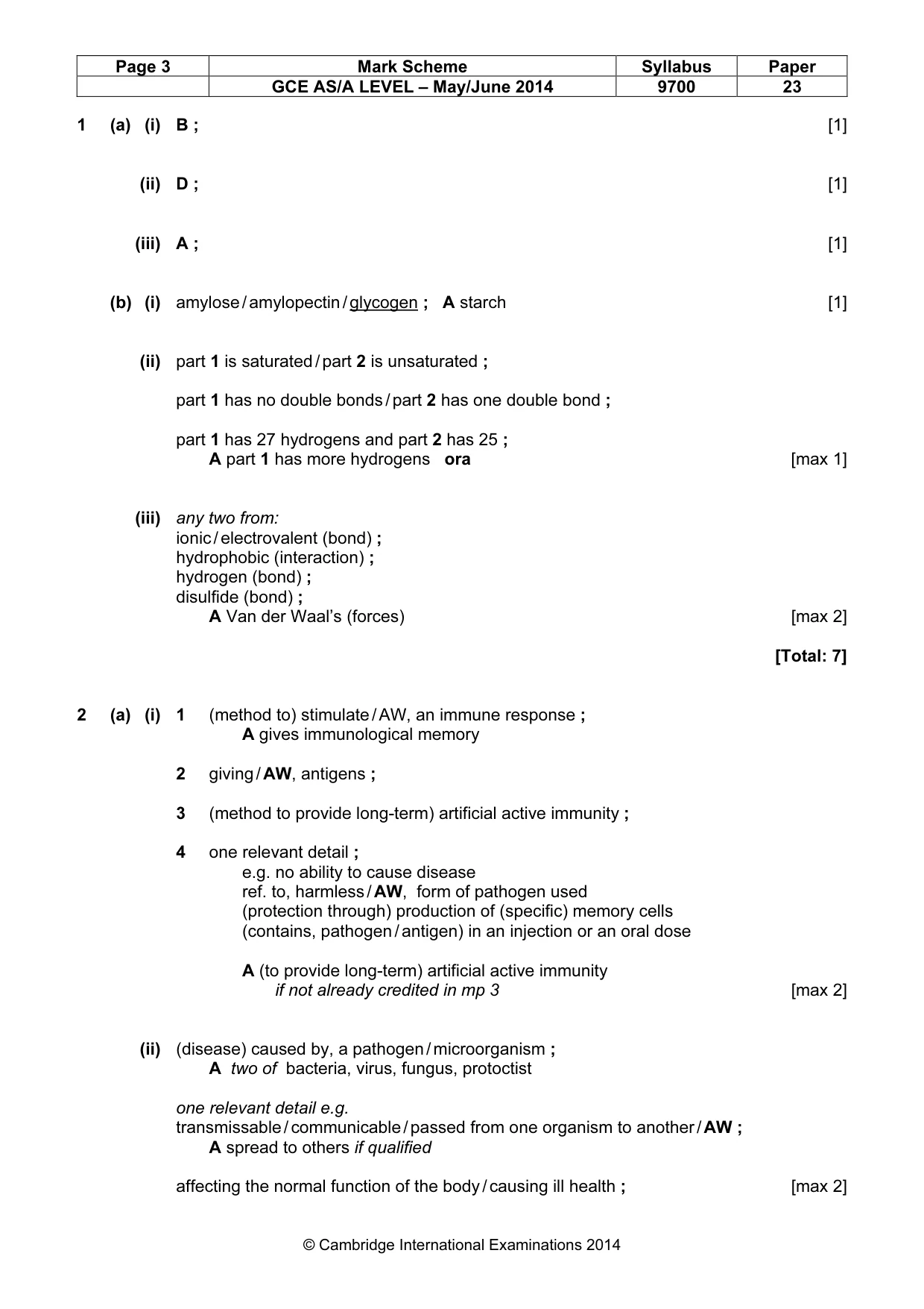 Mark scheme, page 3 of 9