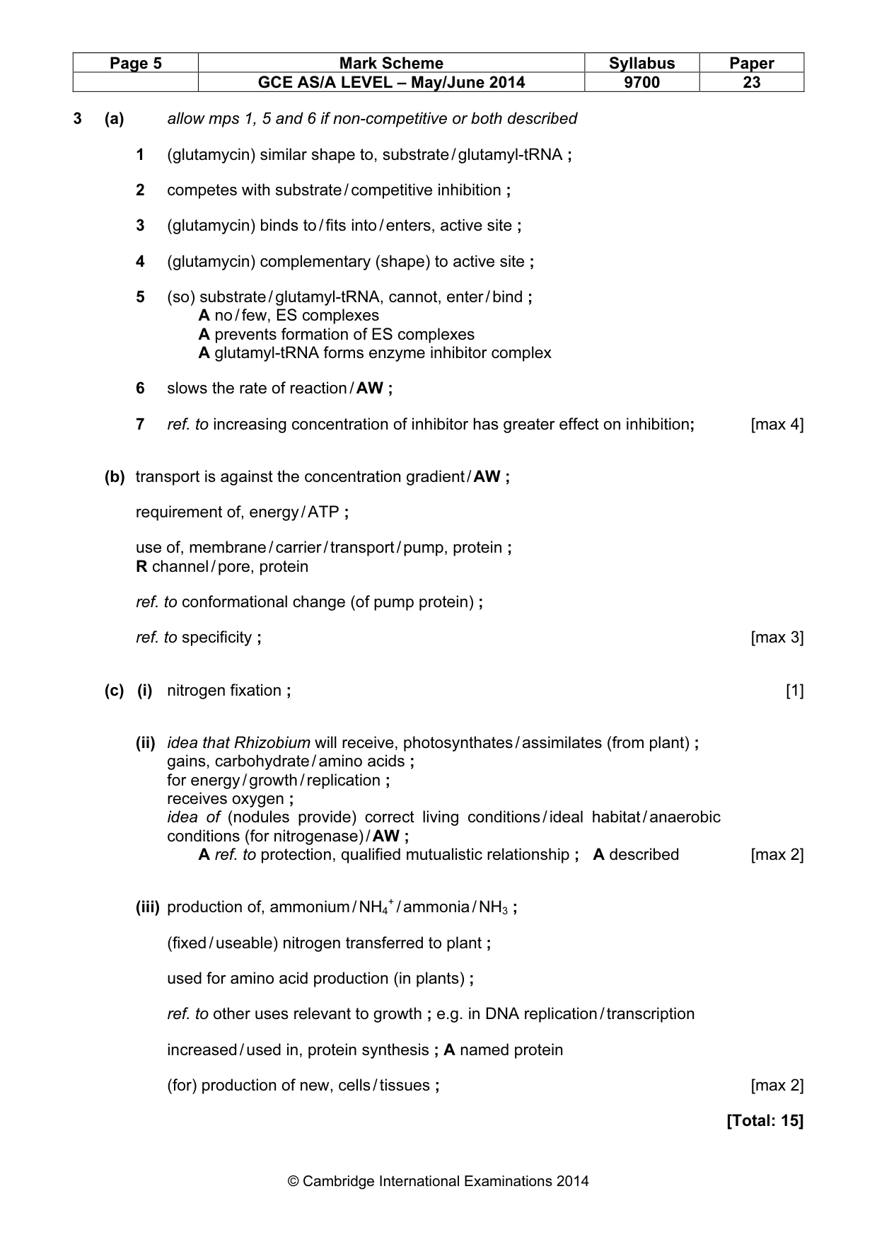 Mark scheme, page 5 of 9