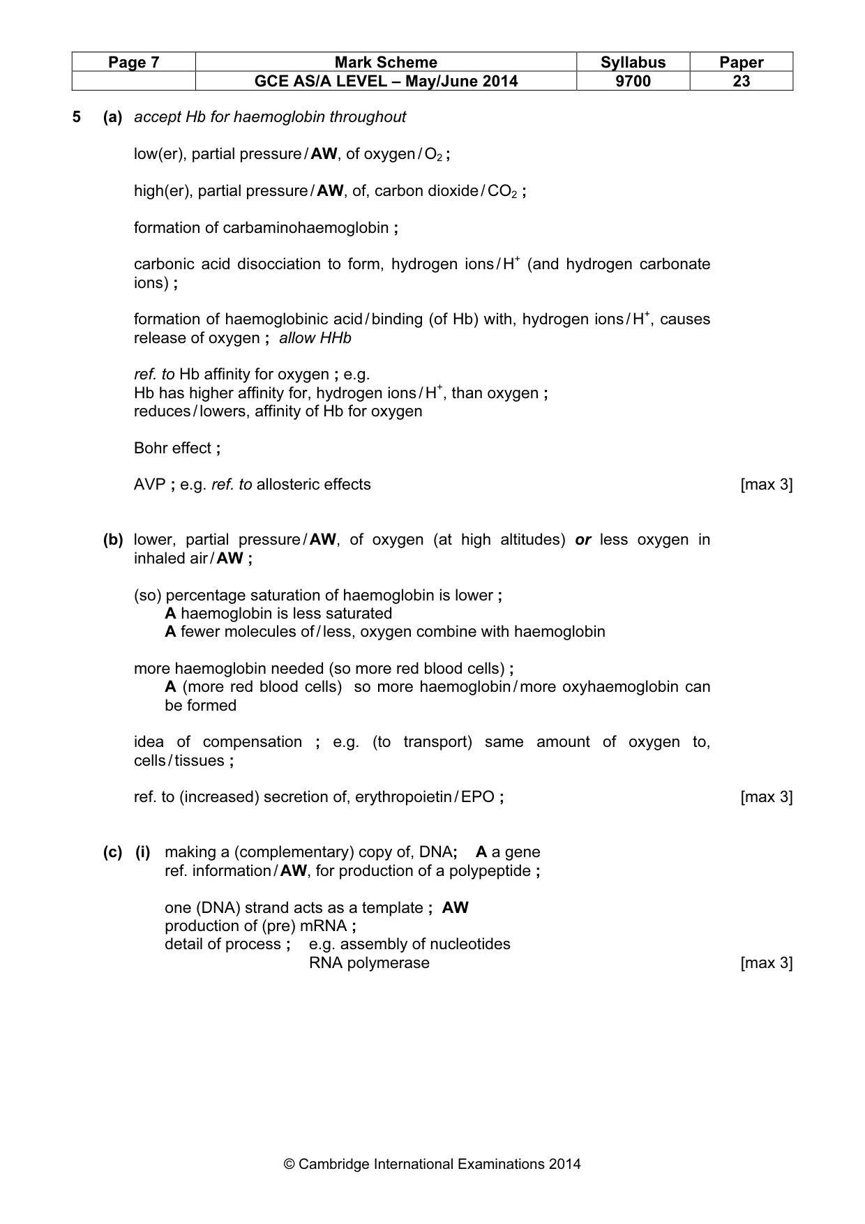 Mark scheme, page 7 of 9