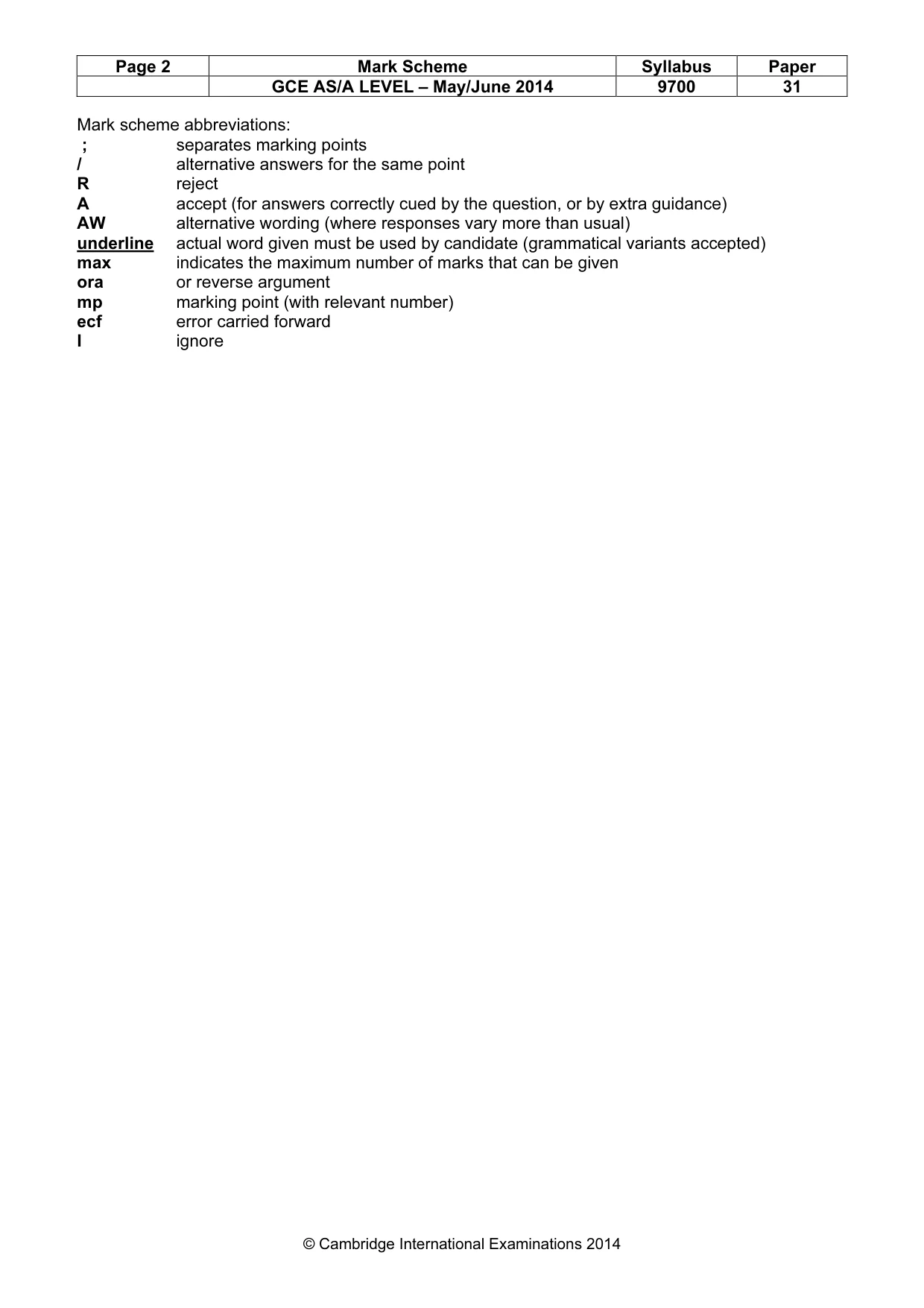 Mark scheme, page 2 of 6