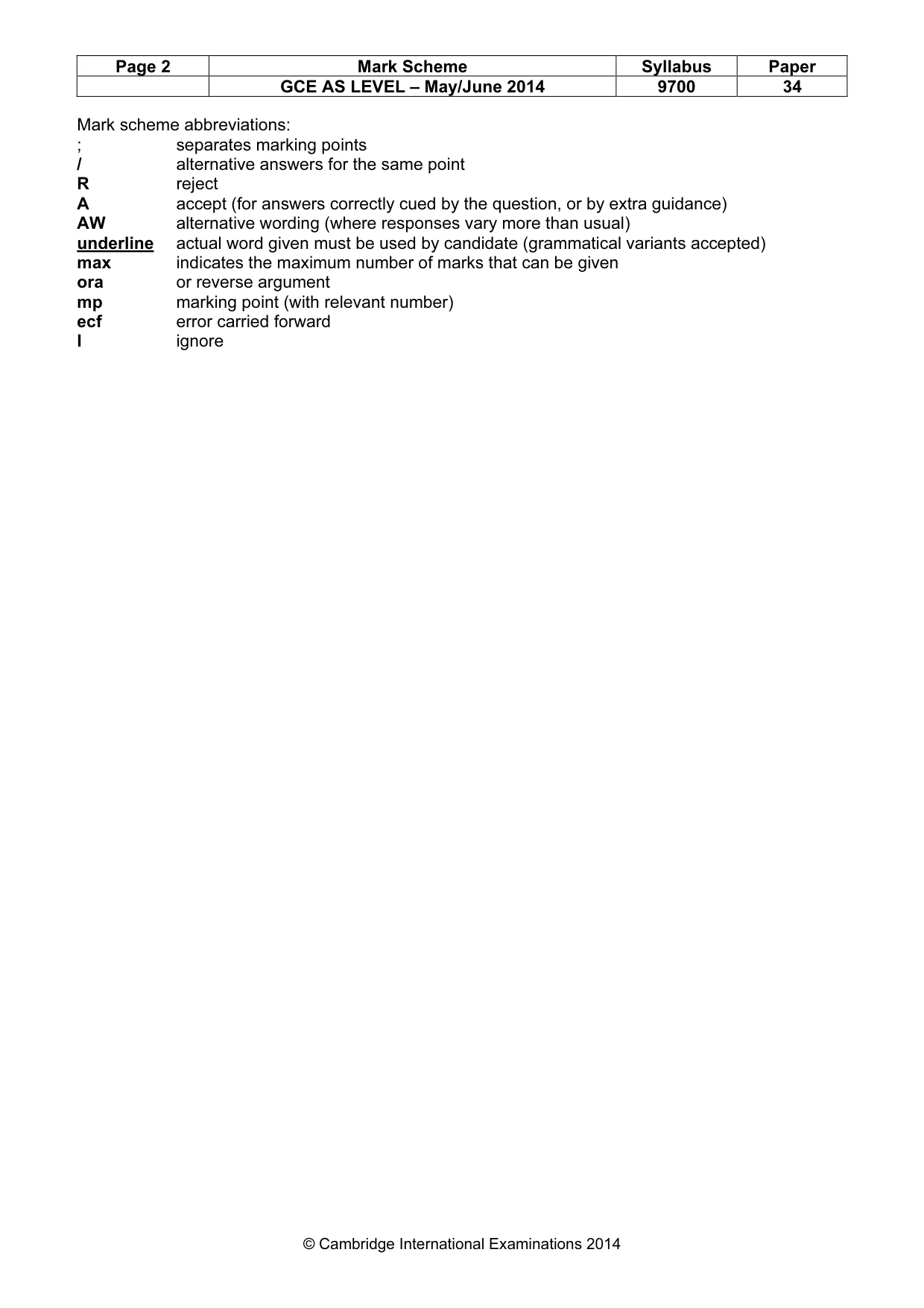 Mark scheme, page 2 of 4