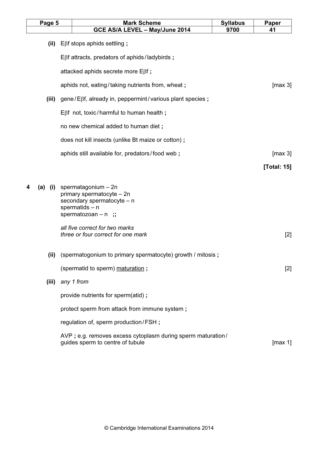Mark scheme, page 5 of 11